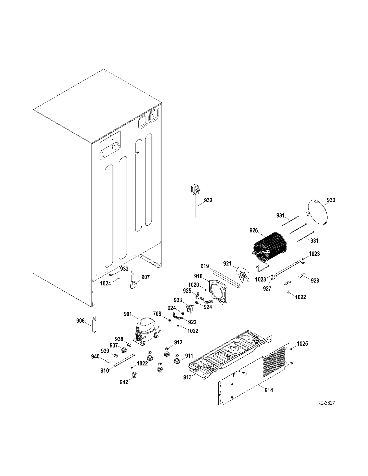 SYSTEM GROUP Diagram and Parts List for GTR22HBTCRWW  General Electric Refrigerator