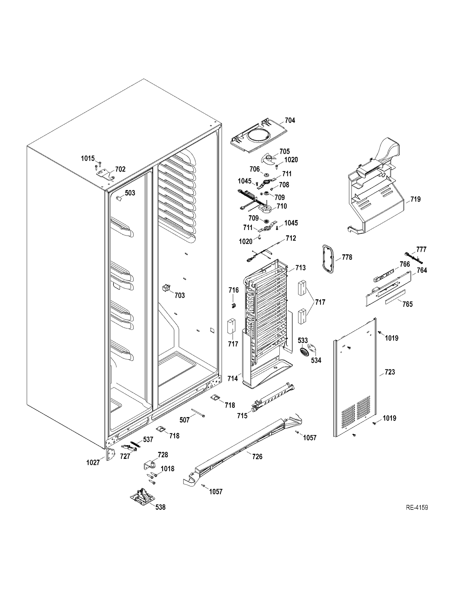 FZ SECTION Diagram and Parts List for PSRS6PGZADSS  General Electric Refrigerator