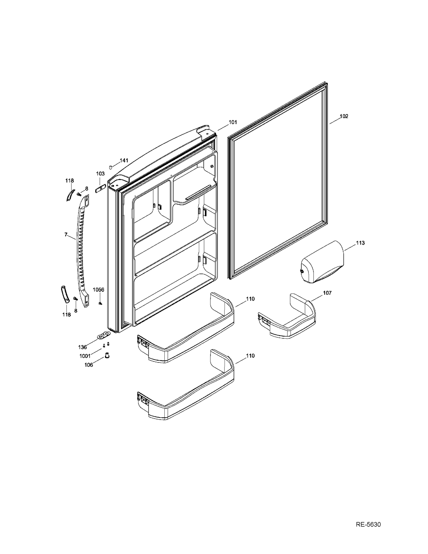 FF DOOR Diagram and Parts List for MBR20DTHBRWW  General Electric Refrigerator