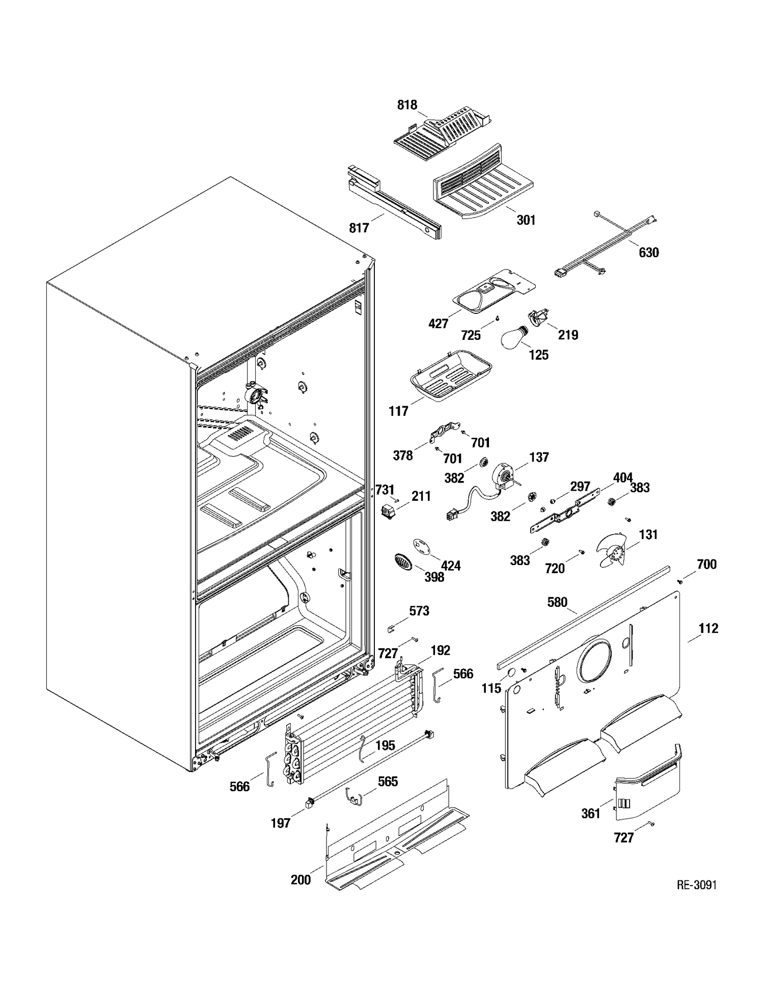 FZ SECTION Diagram and Parts List for GFRS2KBXASS  General Electric Refrigerator
