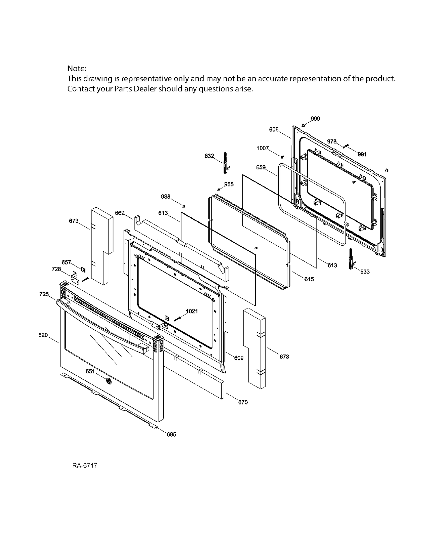 DOOR PARTS Diagram and Parts List for PC2S910SEF4SS  General Electric Range