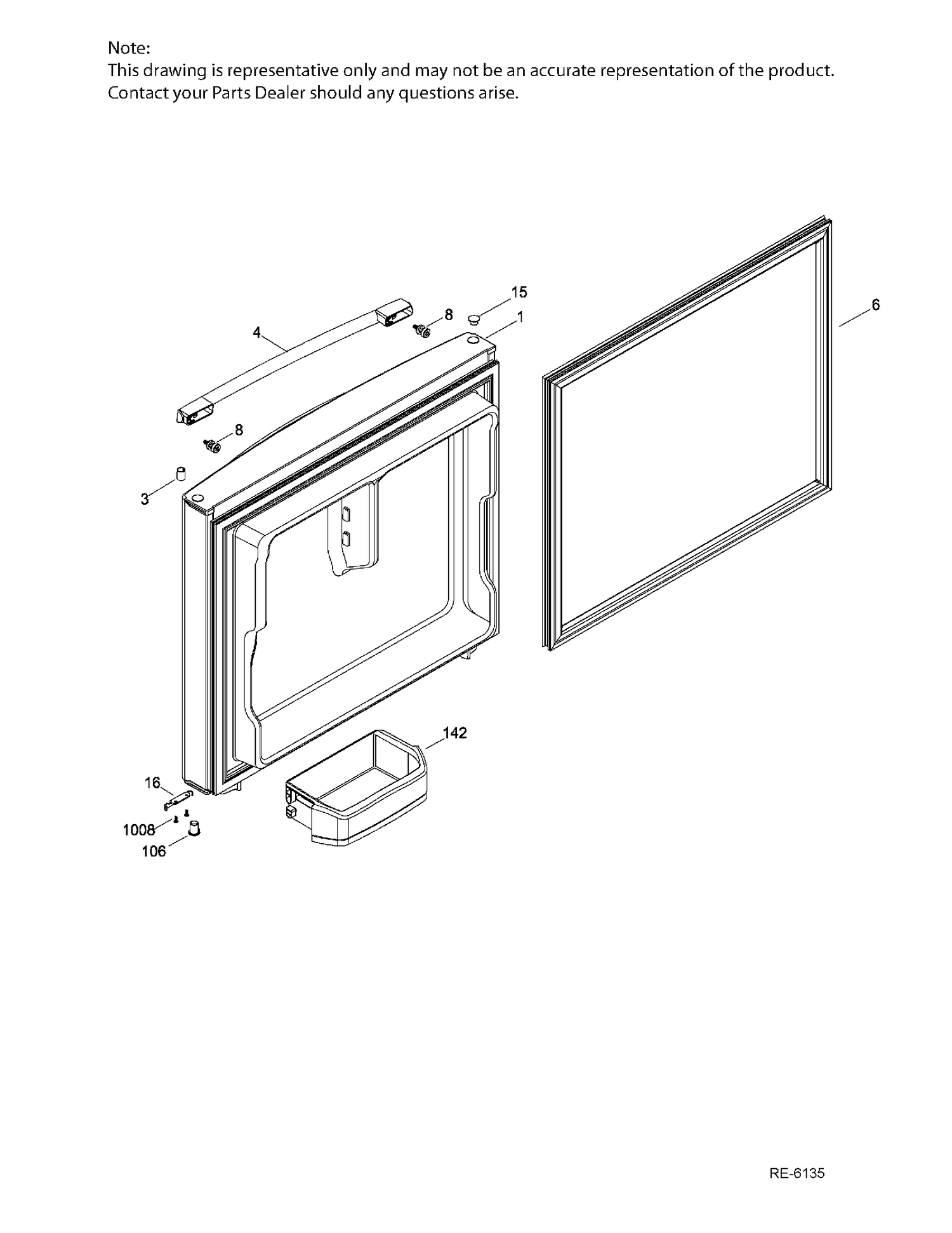FZ DOOR Diagram and Parts List for GBR20DSEBRBS  General Electric Refrigerator