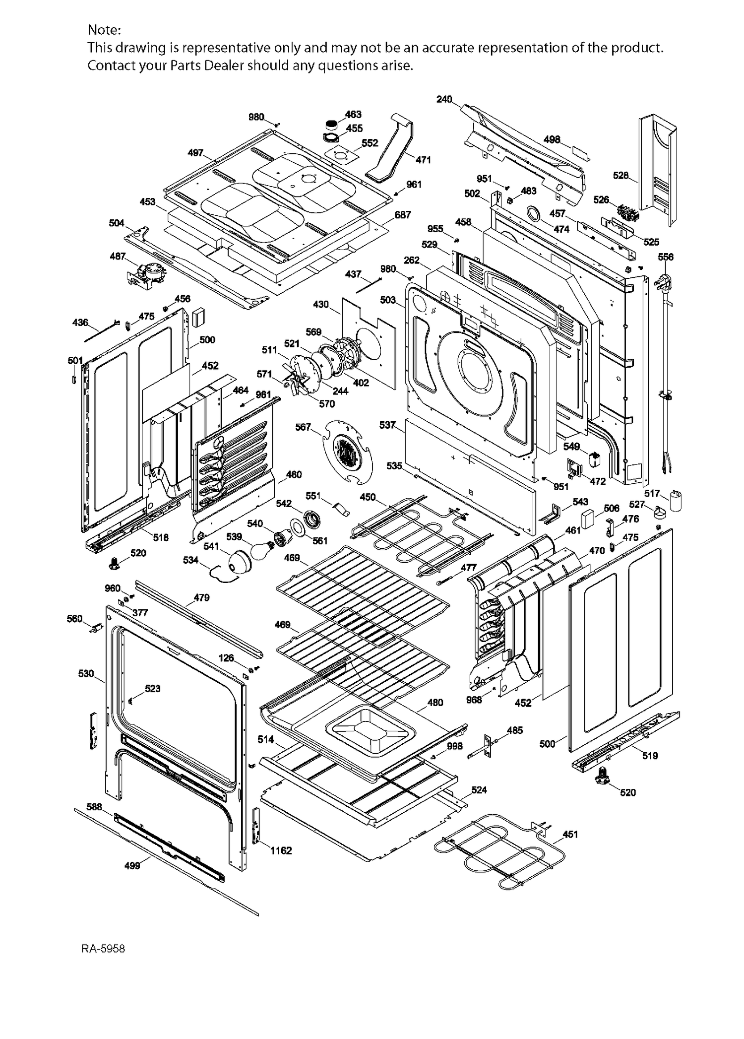 BODY PARTS Diagram and Parts List for JCB830SF3SS  General Electric Range