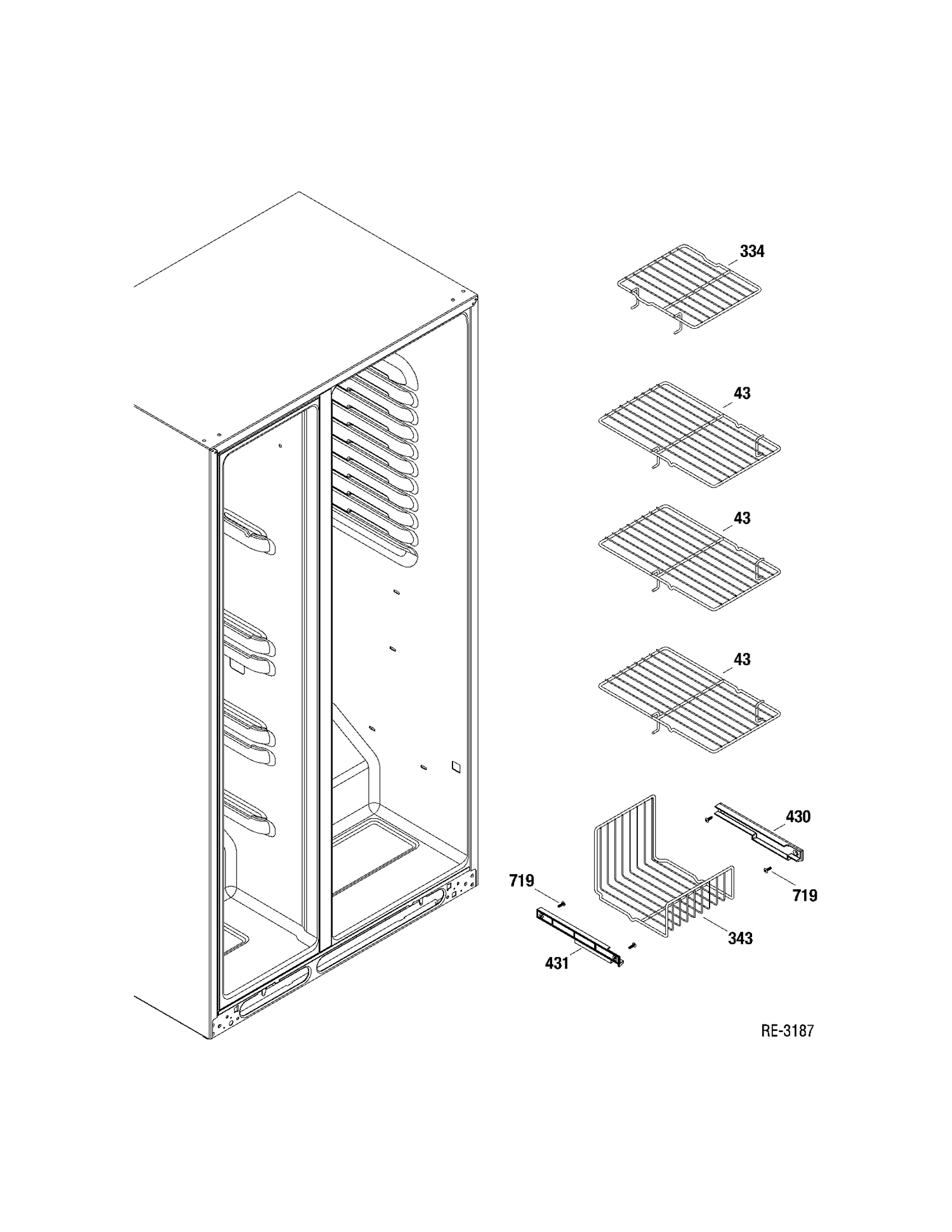 FZ SHELVES Diagram and Parts List for GSRC3QGXAFBB  General Electric Refrigerator