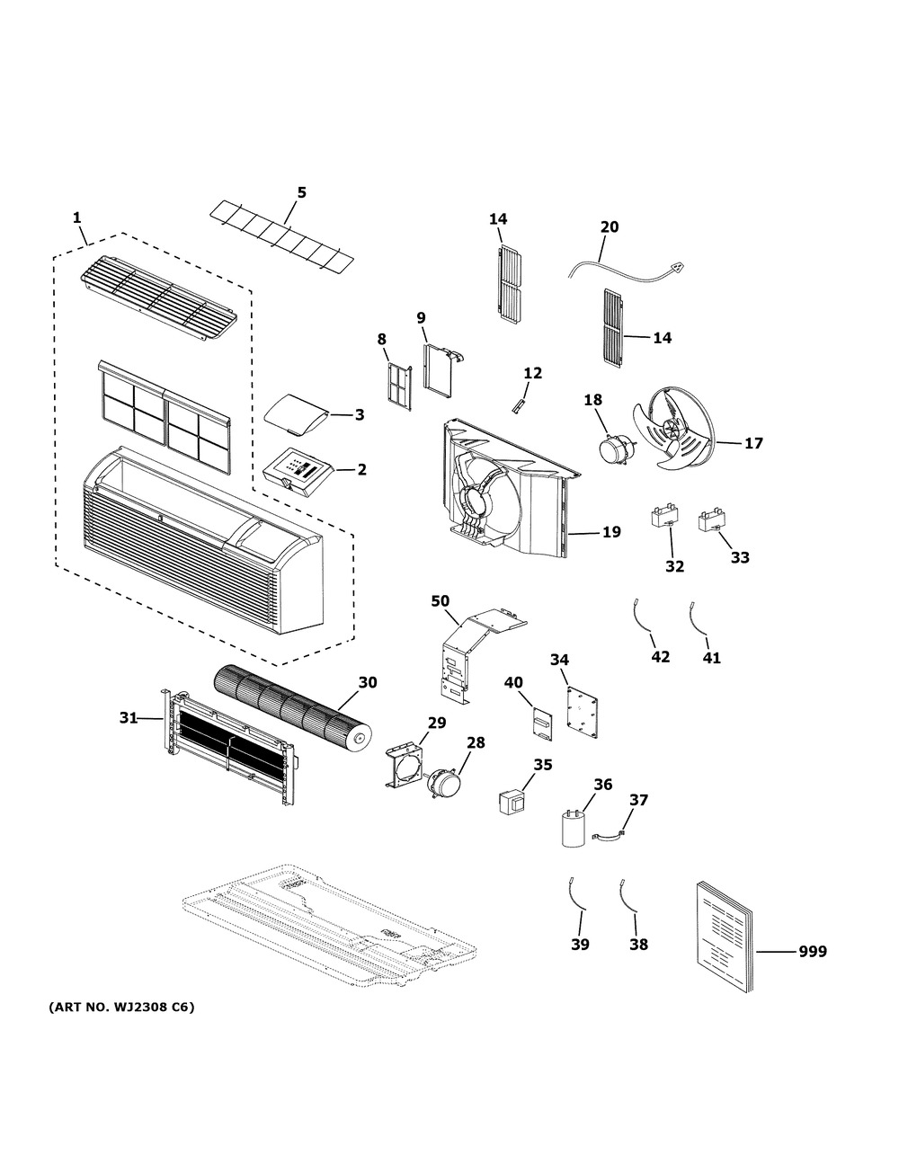 Room Air Conditioner Diagram and Parts List for AH11E12D5BK2  General Electric Air Conditioner