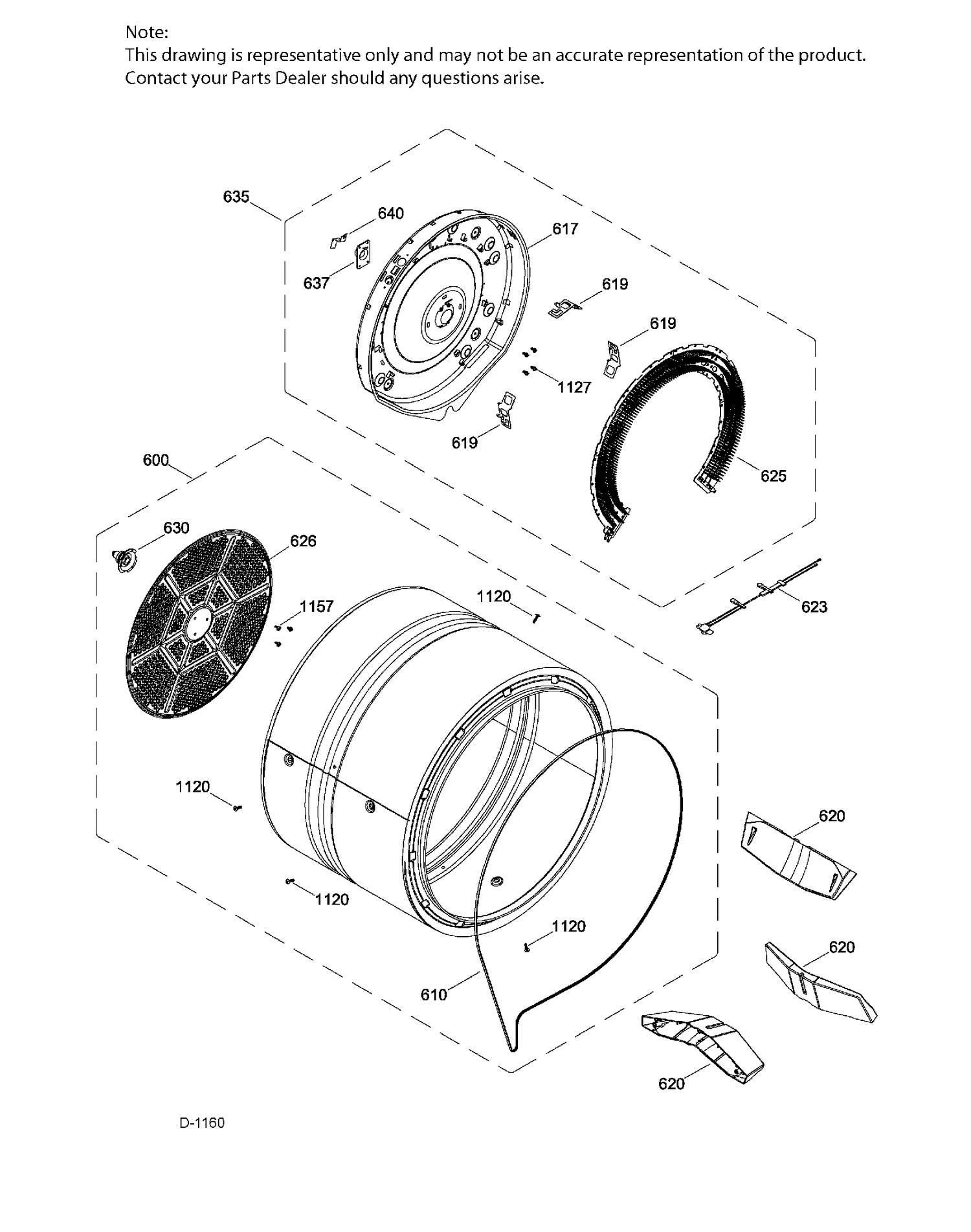 DRUM ASM Diagram and Parts List for GTD65EBMJ0WS  General Electric Dryer