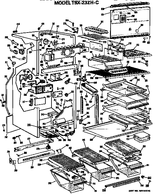 Cabinet Parts Diagram and Parts List for TBX23ZHC  General Electric Refrigerator
