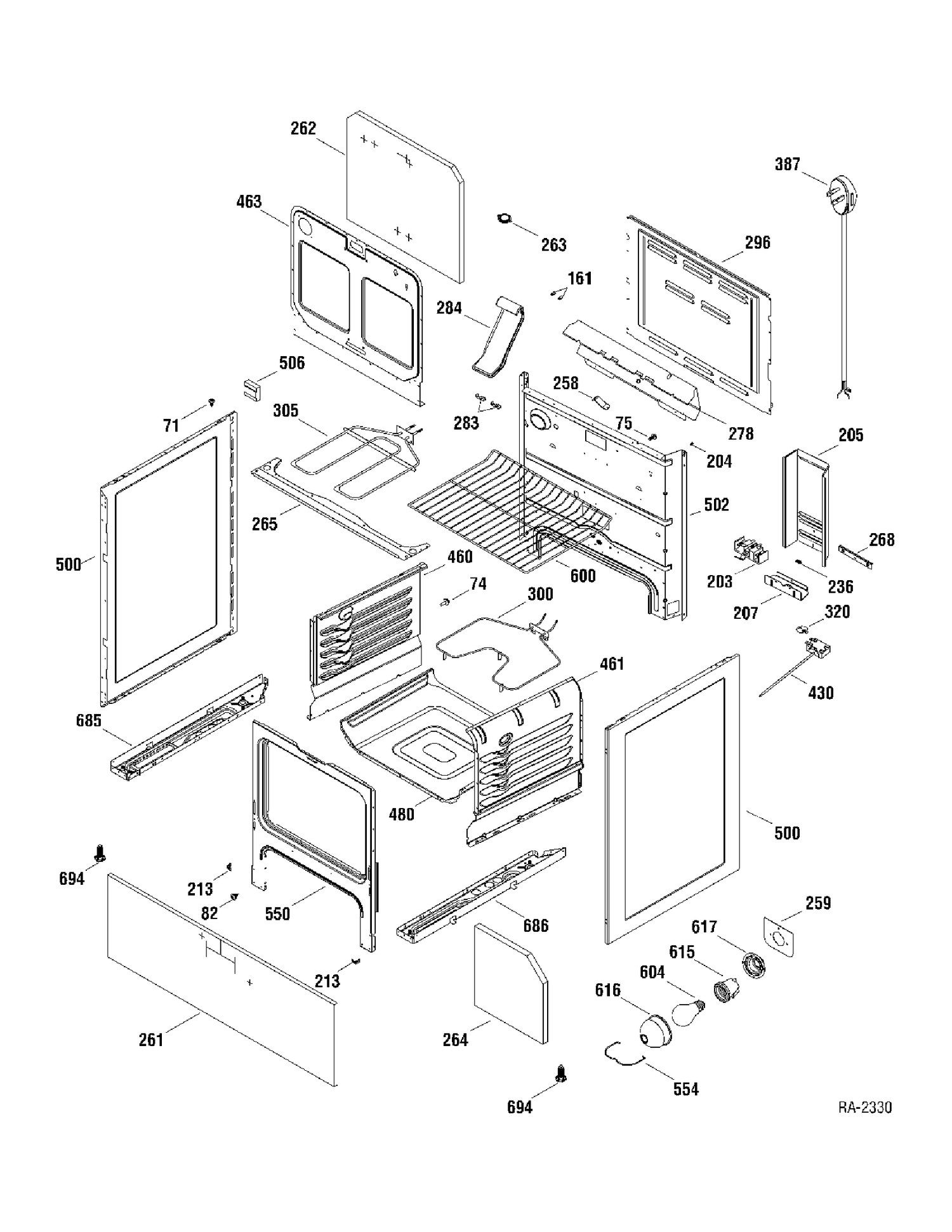 BODY PARTS Diagram and Parts List for MCBS585WK3WW  General Electric Range
