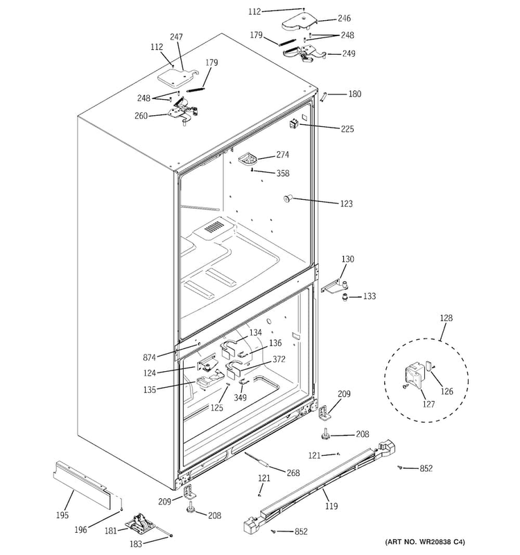 Case Parts Diagram and Parts List for CFSP5RKBESS  General Electric Refrigerator
