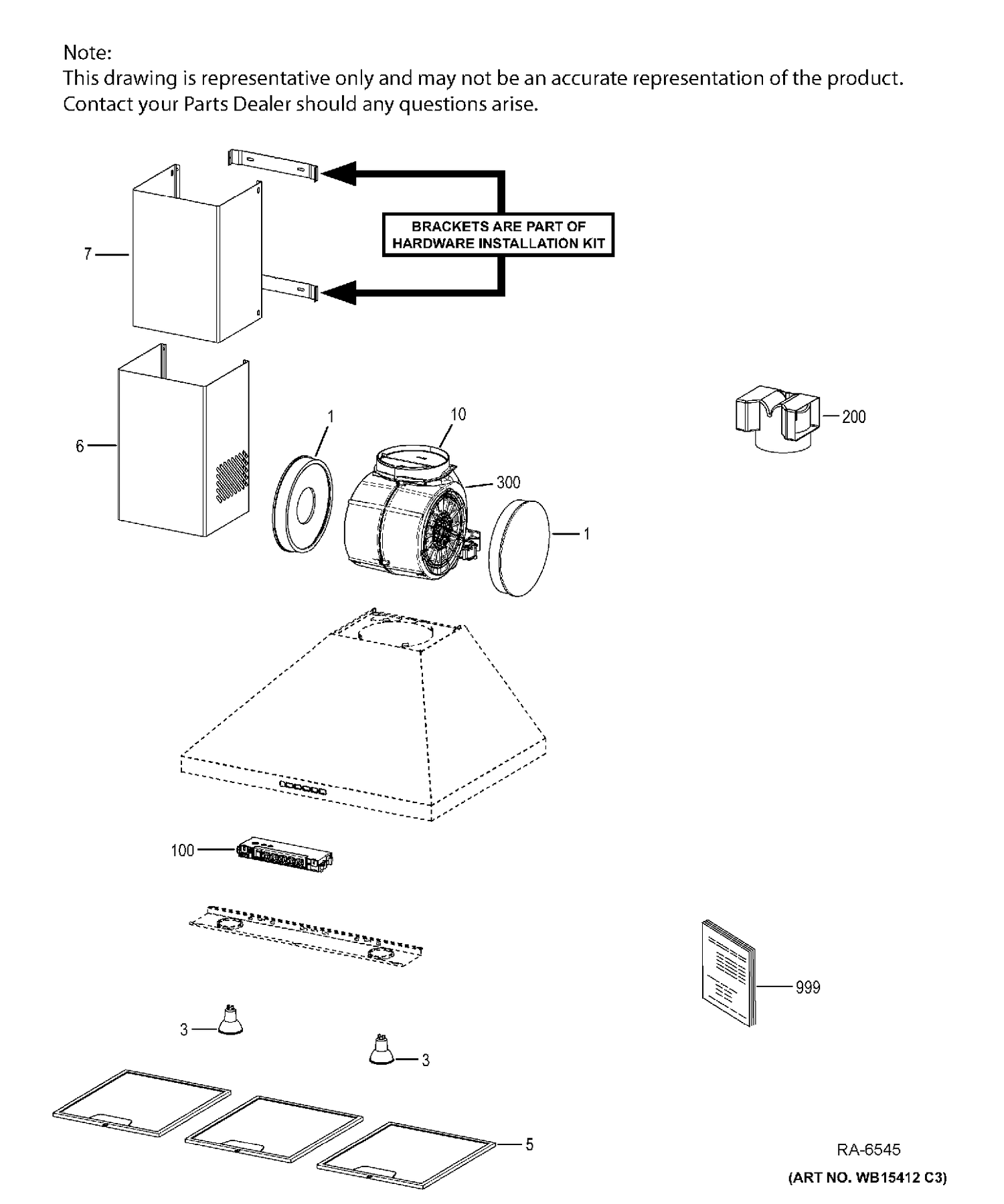 RANGE HOOD Diagram and Parts List for JVW5361EJESC01  General Electric Range Hood