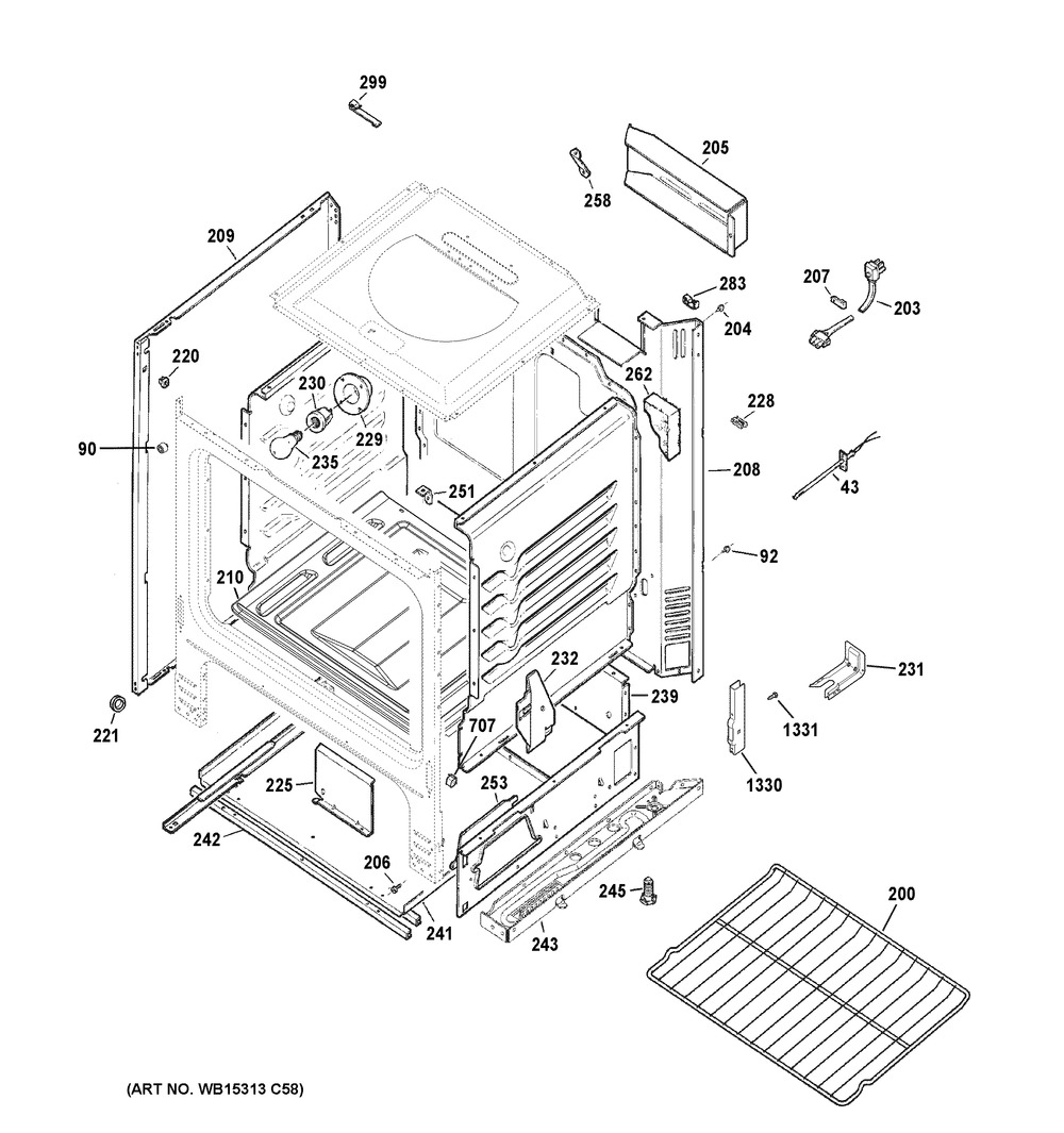 Body Parts Diagram and Parts List for RGBS400DM3BB  General Electric Range