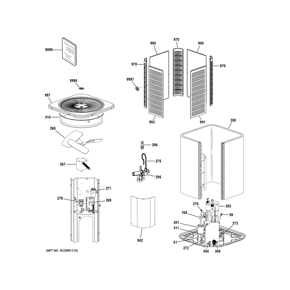 Room Air Conditioner Diagram and Parts List for NS16H30SA500A  General Electric Air Conditioner