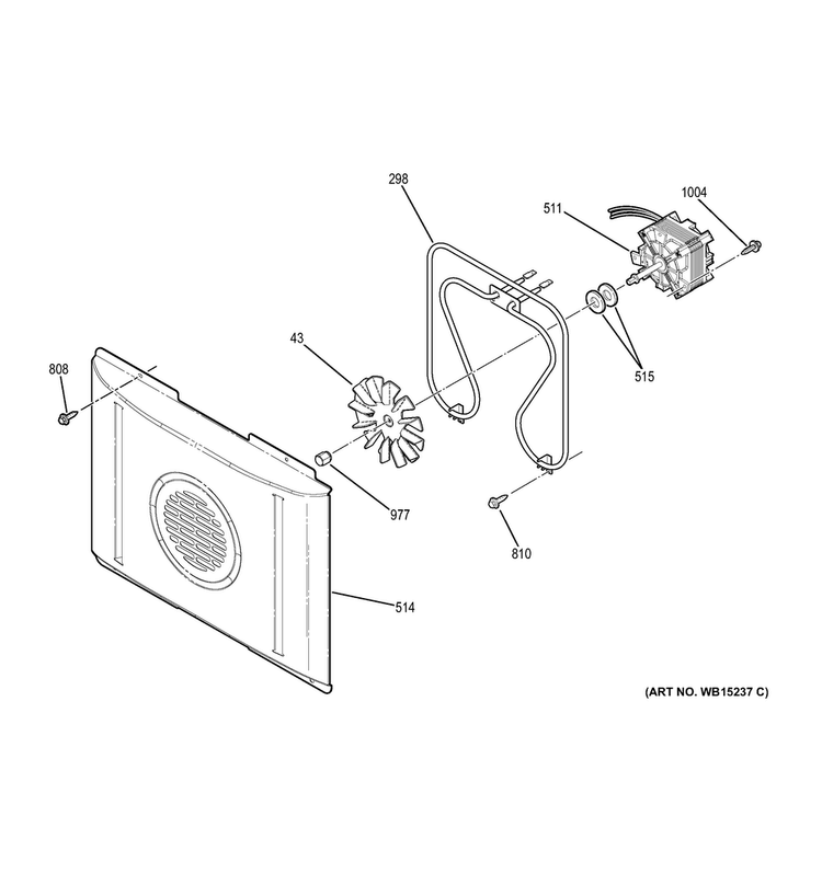 Convection Fan Diagram and Parts List for JD750DF2BB  General Electric Range