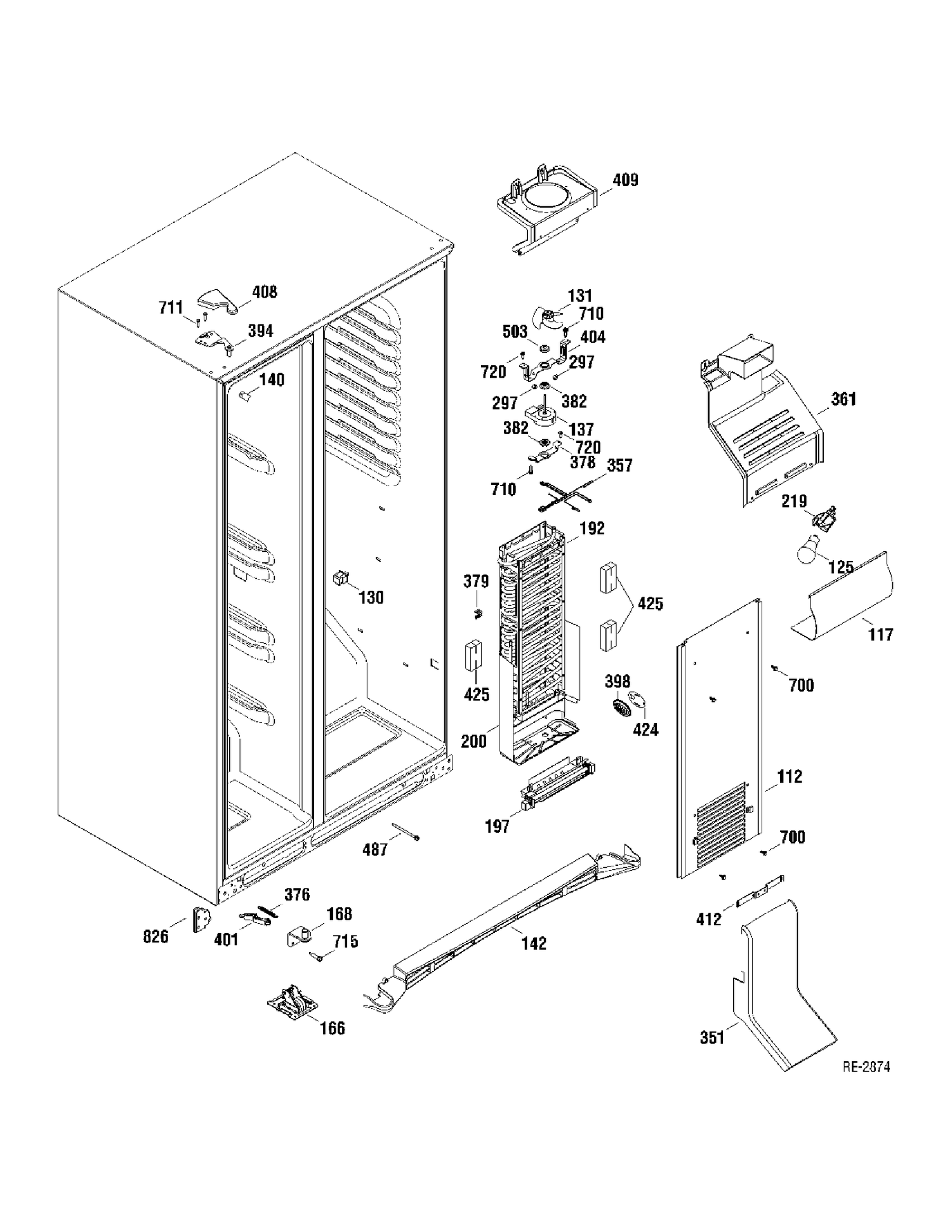 FREEZER SECTION Diagram and Parts List for DSR23USWAGS  General Electric Refrigerator