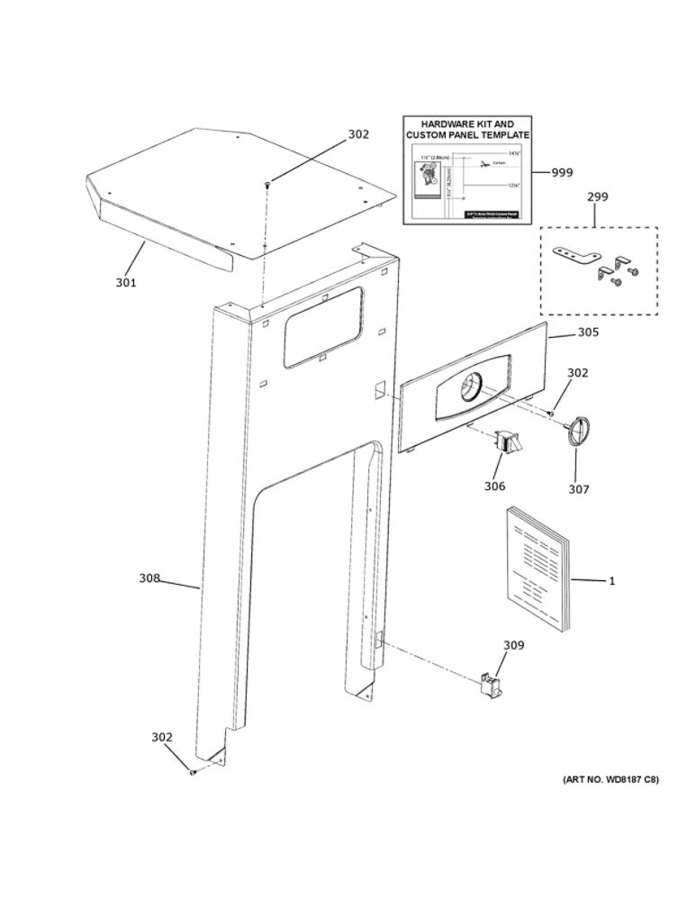 Cabinet And Control Parts 1 Diagram and Parts List for UCG1510N0II  General Electric Trash Compactor