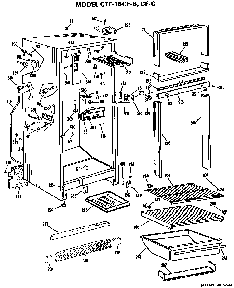 Cabinet Parts Diagram and Parts List for CTF15CFC  Hotpoint Refrigerator
