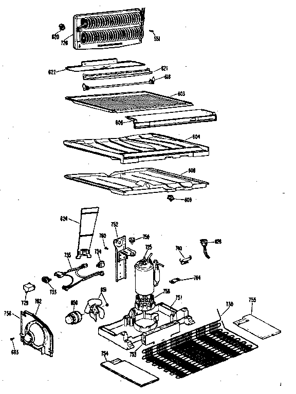 Unit Parts Diagram and Parts List for TBX18BKB  General Electric Refrigerator