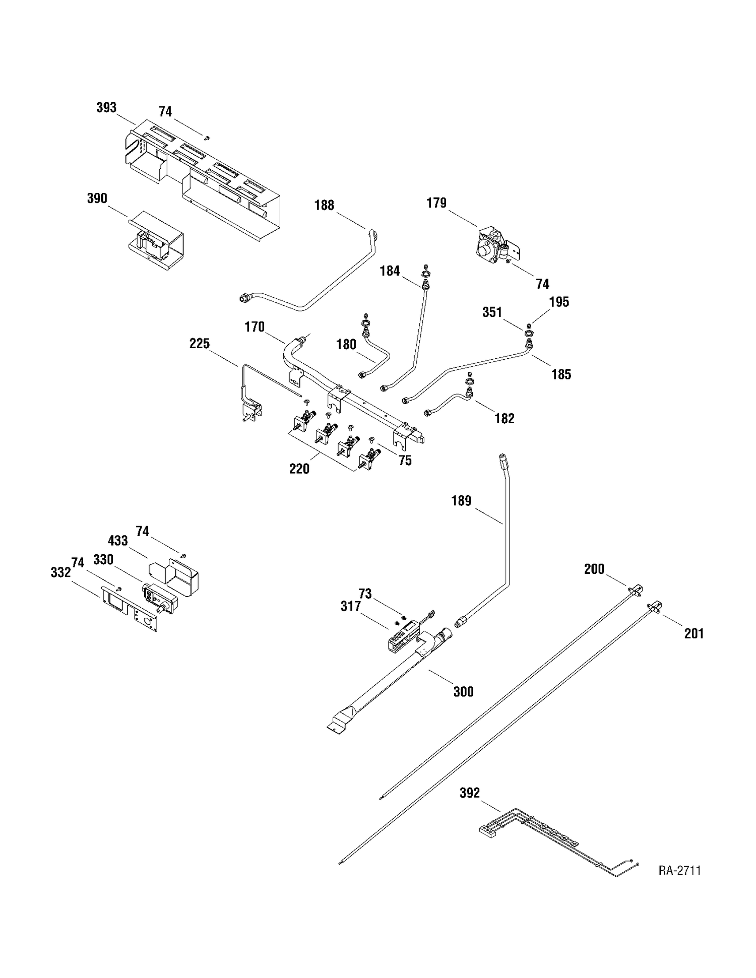 GAS PARTS Diagram and Parts List for MGAS724EL1WW  General Electric Range