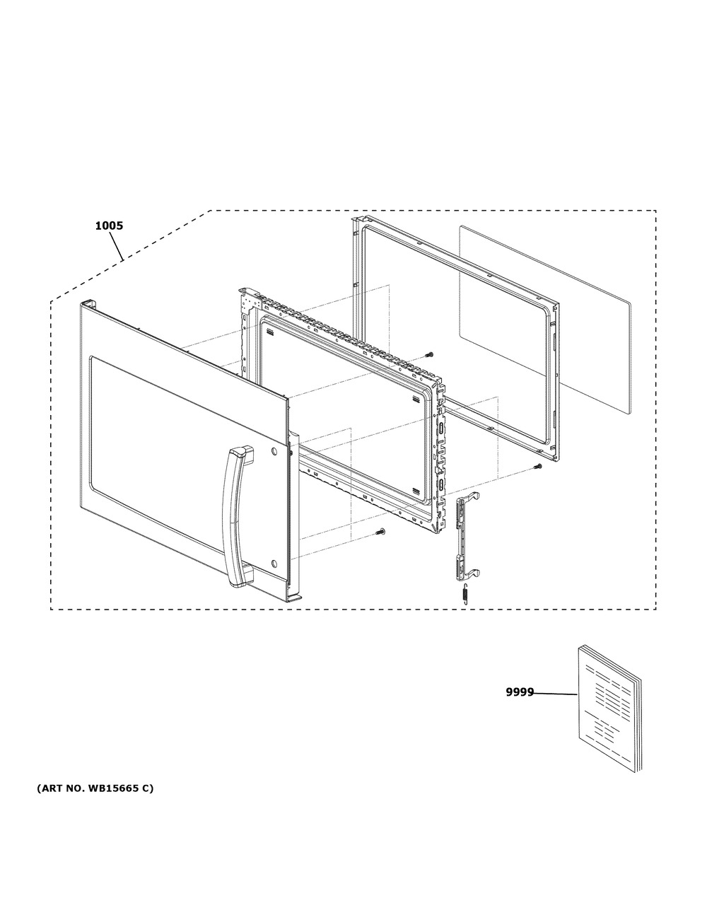 Door Parts Diagram and Parts List for JNM3184DP9BB  General Electric Microwave
