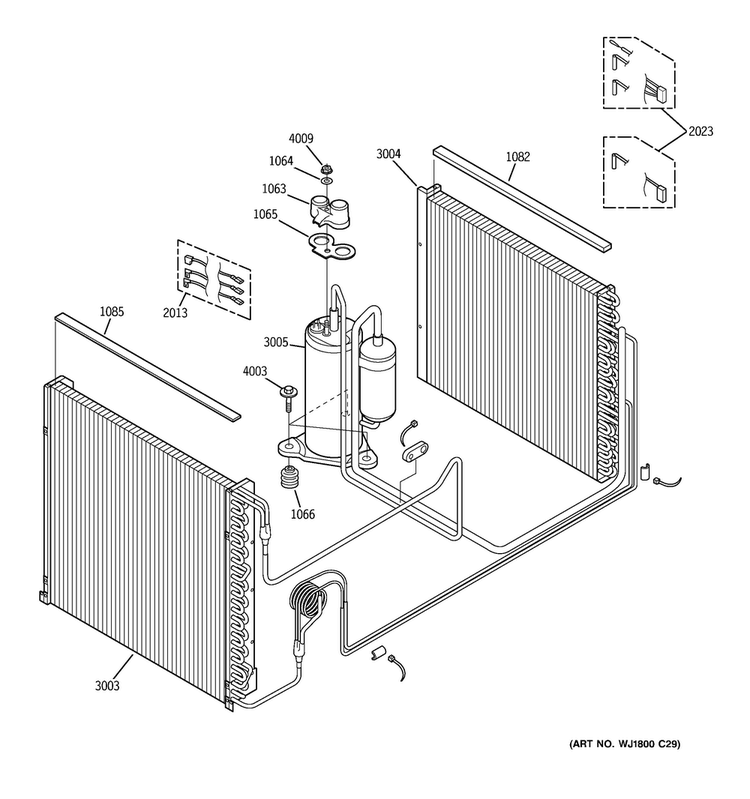 Unit Parts Diagram and Parts List for AZ85E18DACM2  General Electric Air Conditioner