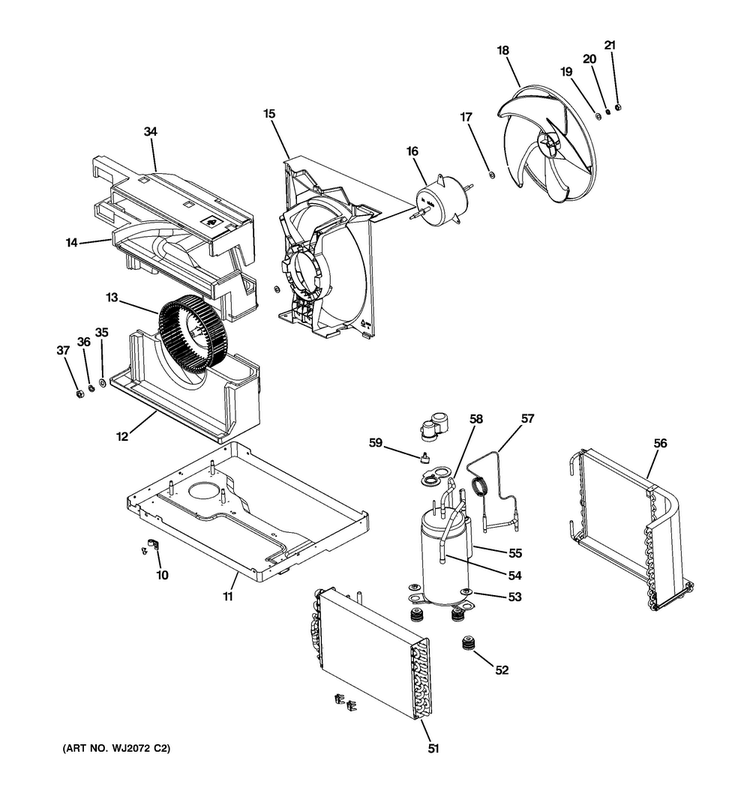 Base Pan & Unit Parts Diagram and Parts List for AEQ08ASL1  General Electric Air Conditioner