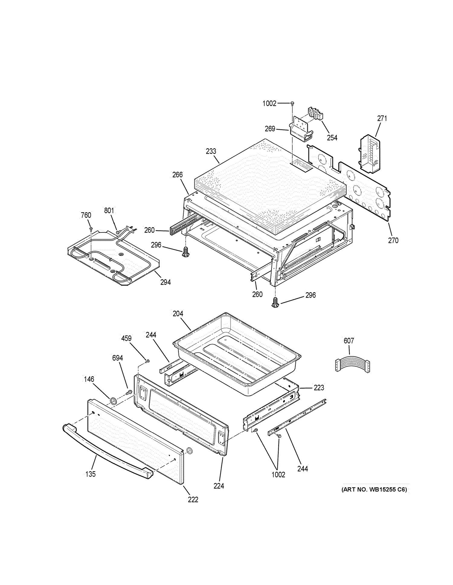 WARMING DRAWER Diagram and Parts List for PB930SJ4SS  General Electric Range
