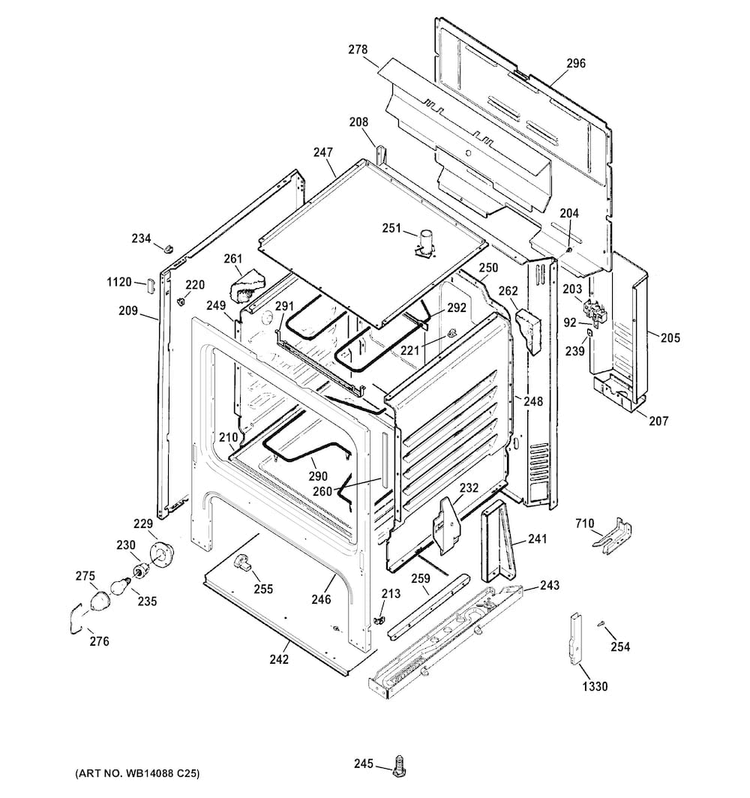 Body Parts Diagram and Parts List for RB526DH1WW  Hotpoint Range