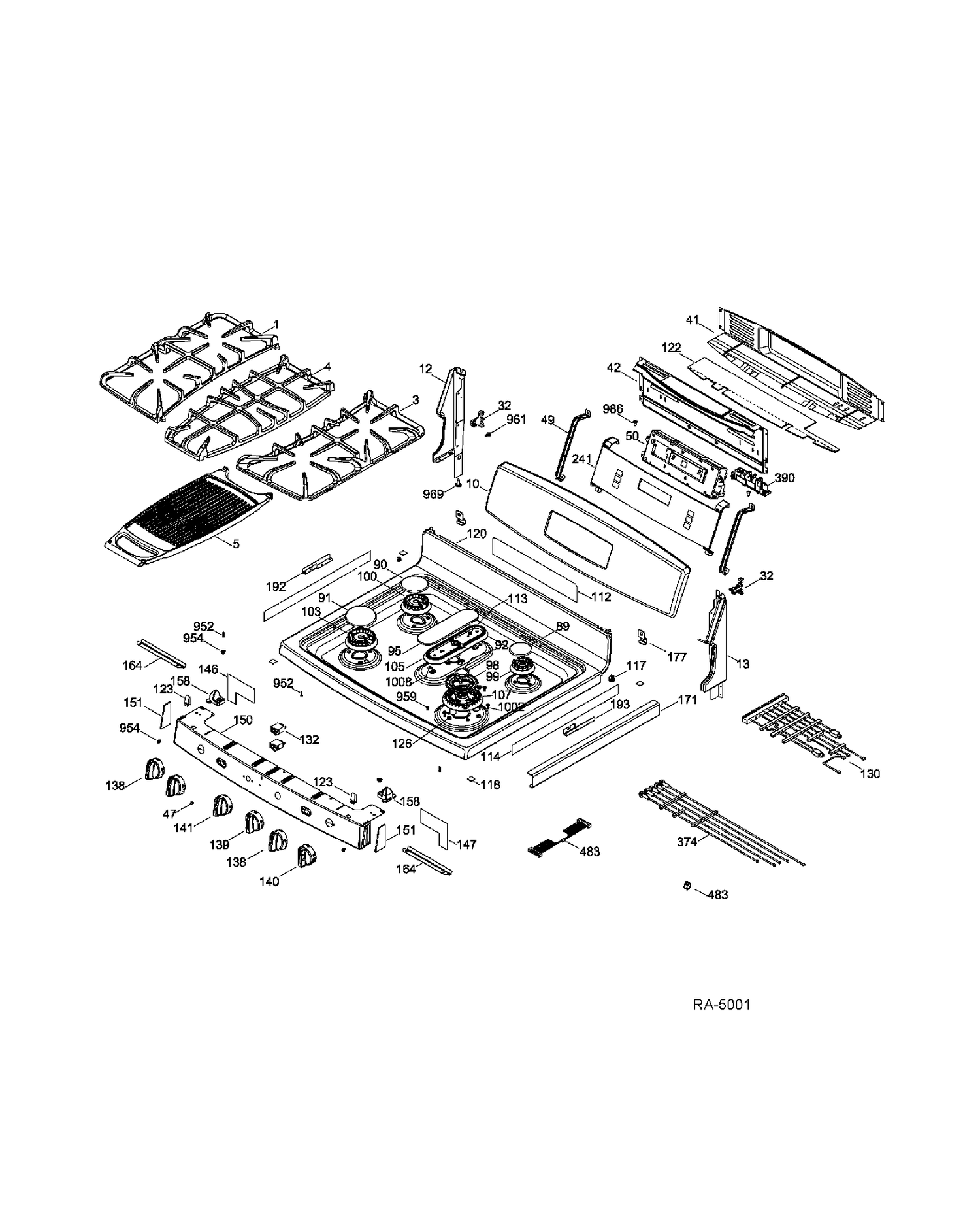 CONTROL PANEL & COOKTOP Diagram and Parts List for PCGB930SET2SS  General Electric Range