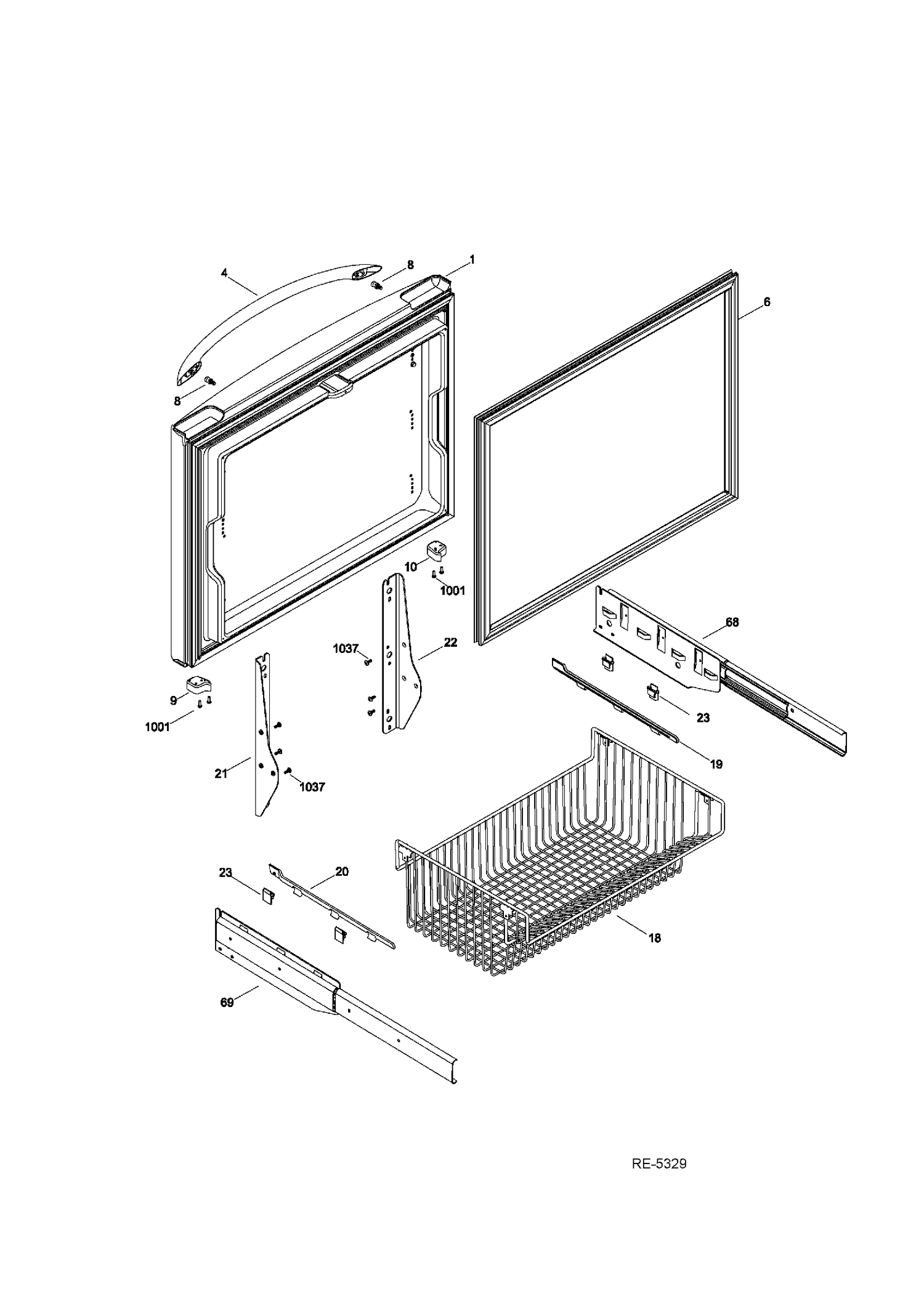 FZ DOOR Diagram and Parts List for PFRS5NBXBSS  General Electric Refrigerator