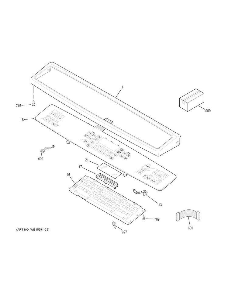 Control Panel Diagram and Parts List for PS950EF3ES  General Electric Range