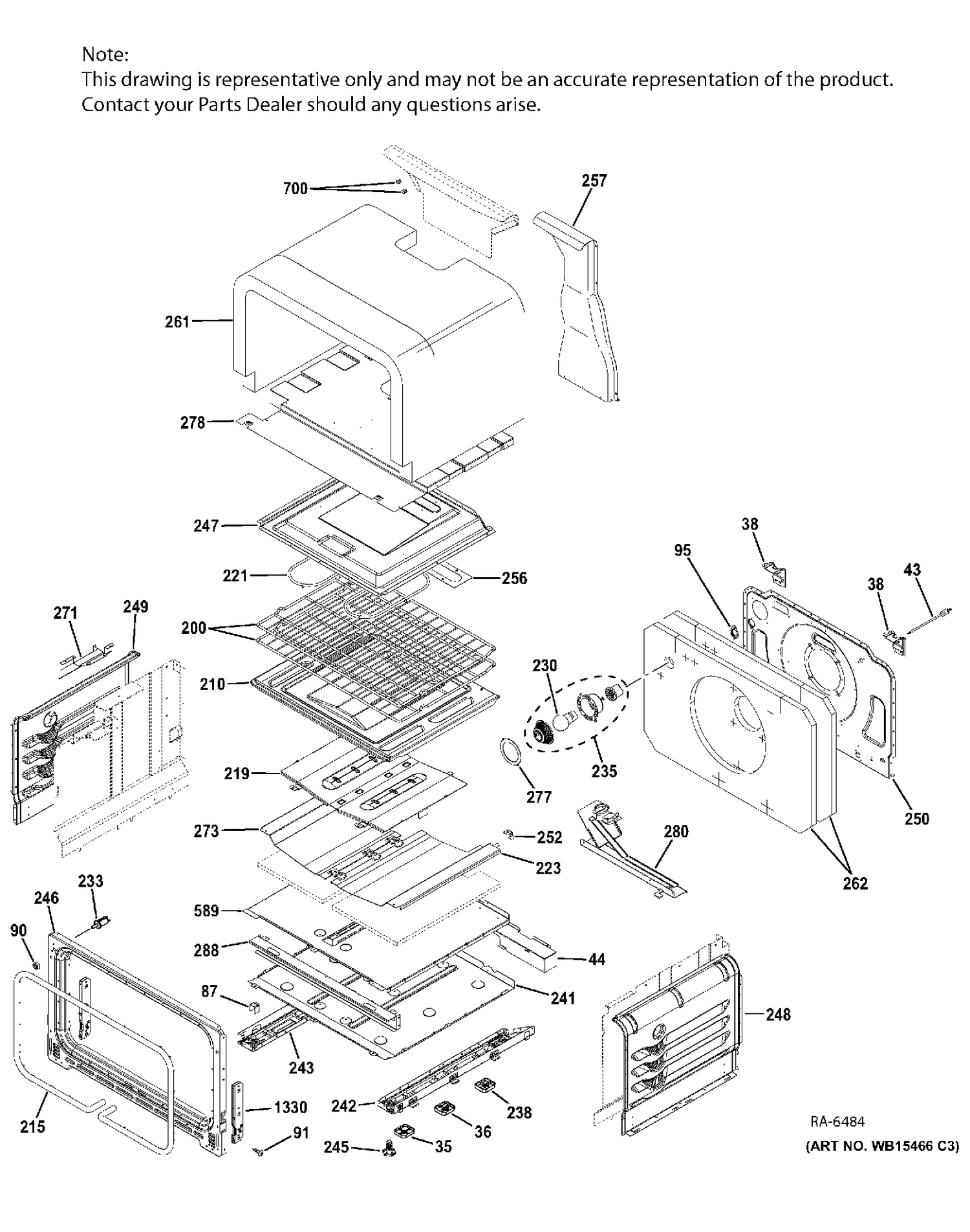 LOWER OVEN Diagram and Parts List for JCGB860SEJ4SS  General Electric Range