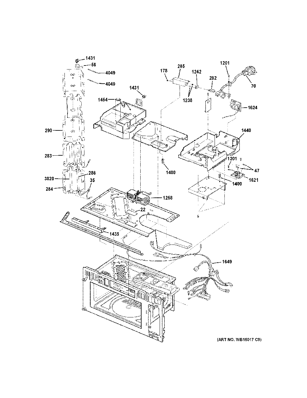 Interior parts 2 Diagram and Parts List for ZSA1202J4SS  General Electric Microwave