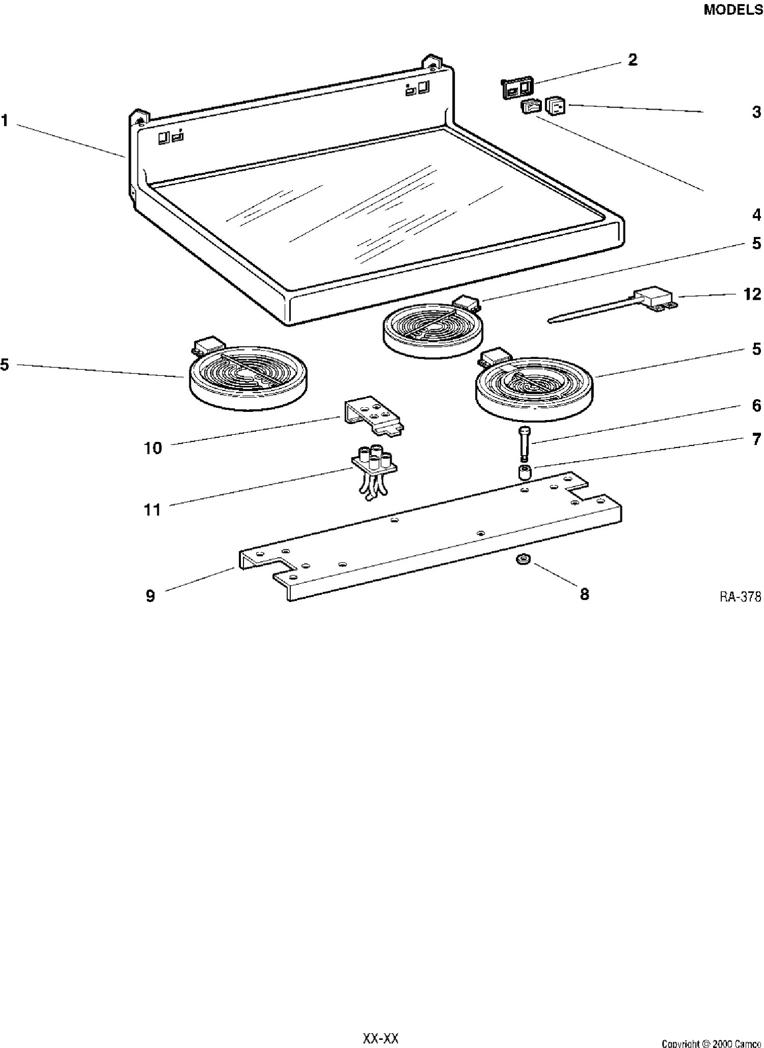 COOKTOP GROUP Diagram and Parts List for GRCR3620SW-2  General Electric Range