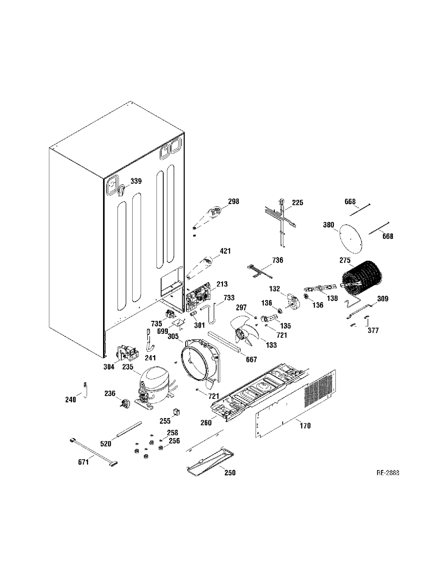 SEALED SYSTEM - MOTHERBOARD Diagram and Parts List for PSR26RSWASS  General Electric Refrigerator