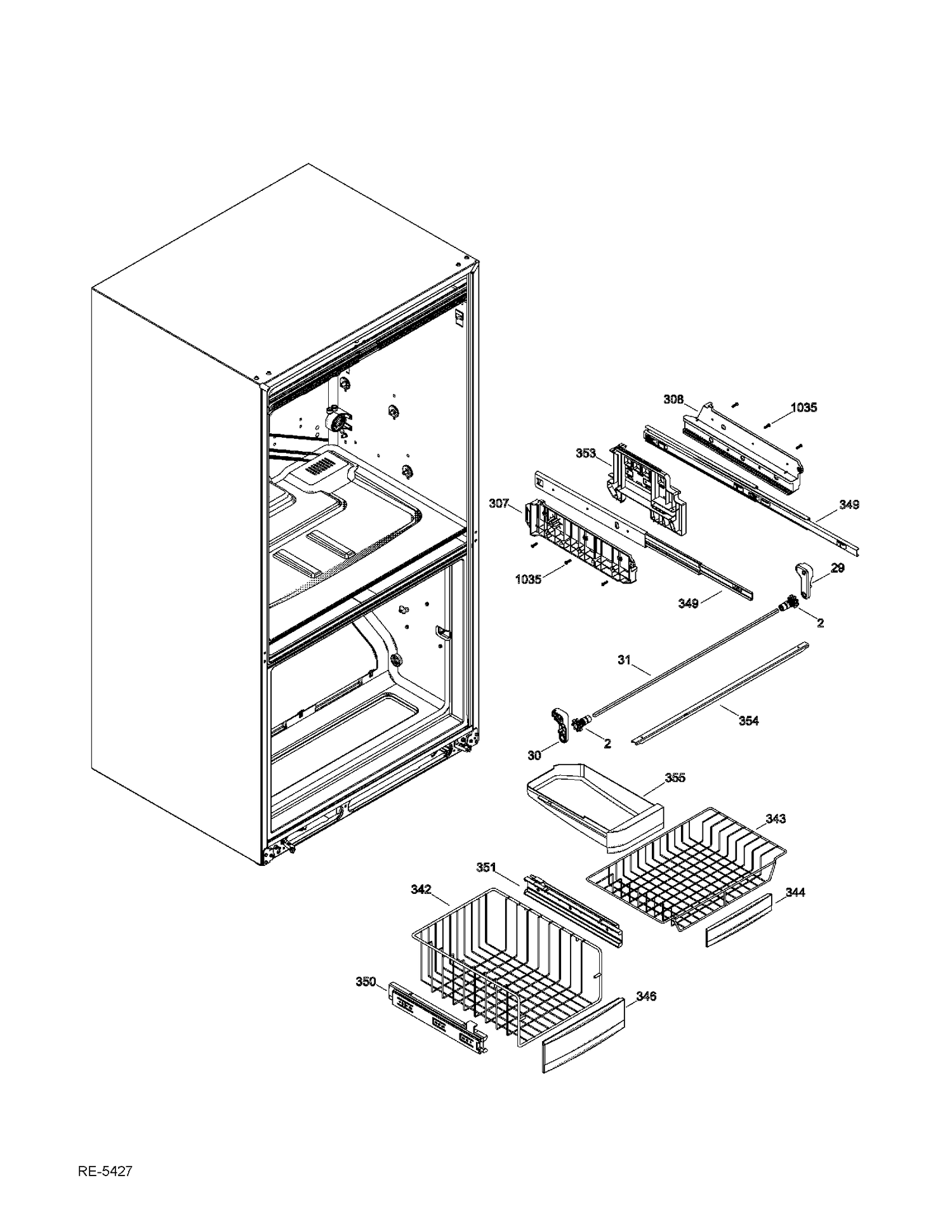 FZ BASKETS Diagram and Parts List for PFSS0MFZJSS  General Electric Refrigerator