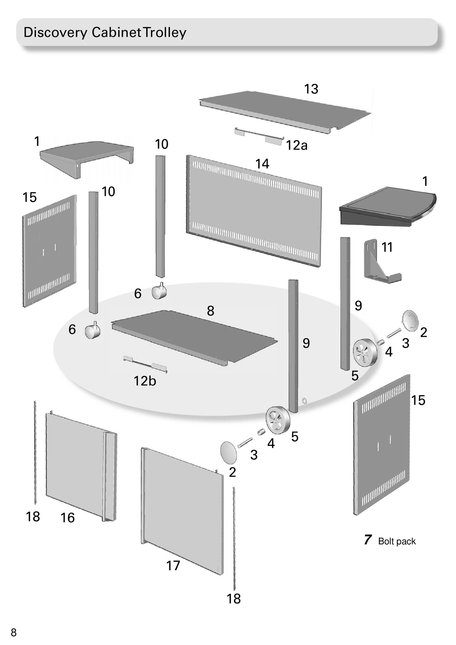 CABINET TROLLY DRAWING Diagram and Parts List for BEFDISCOVERY  General Electric Grill