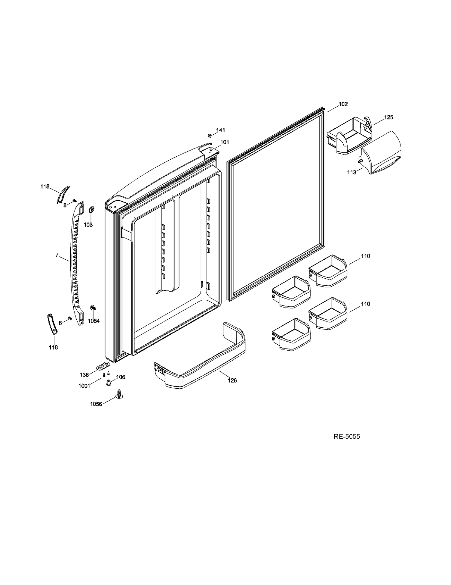 FF DOOR Diagram and Parts List for GDRC0HBDARWW  General Electric Refrigerator