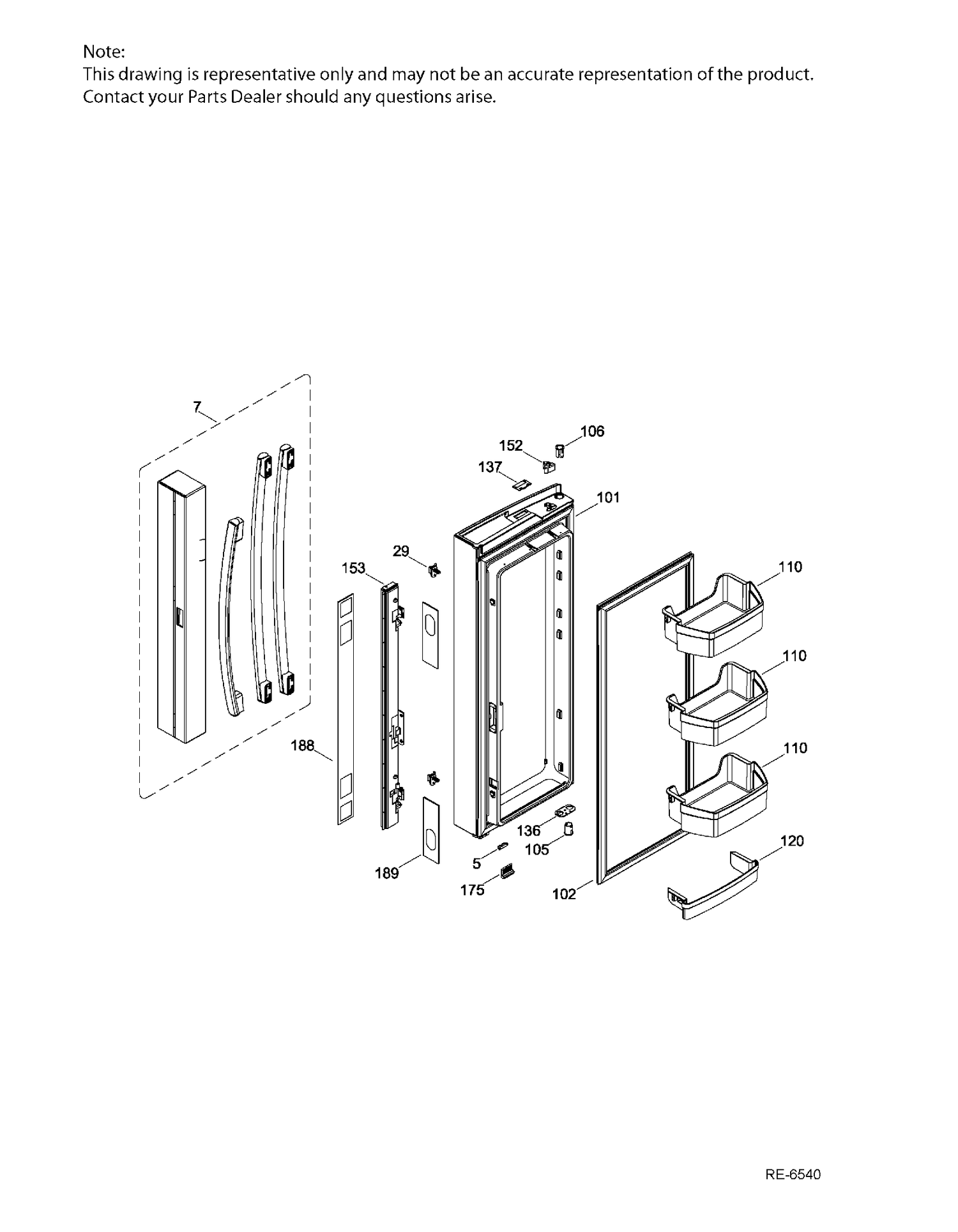 FF DOOR LT Diagram and Parts List for PNE25JMKBKES  General Electric Refrigerator