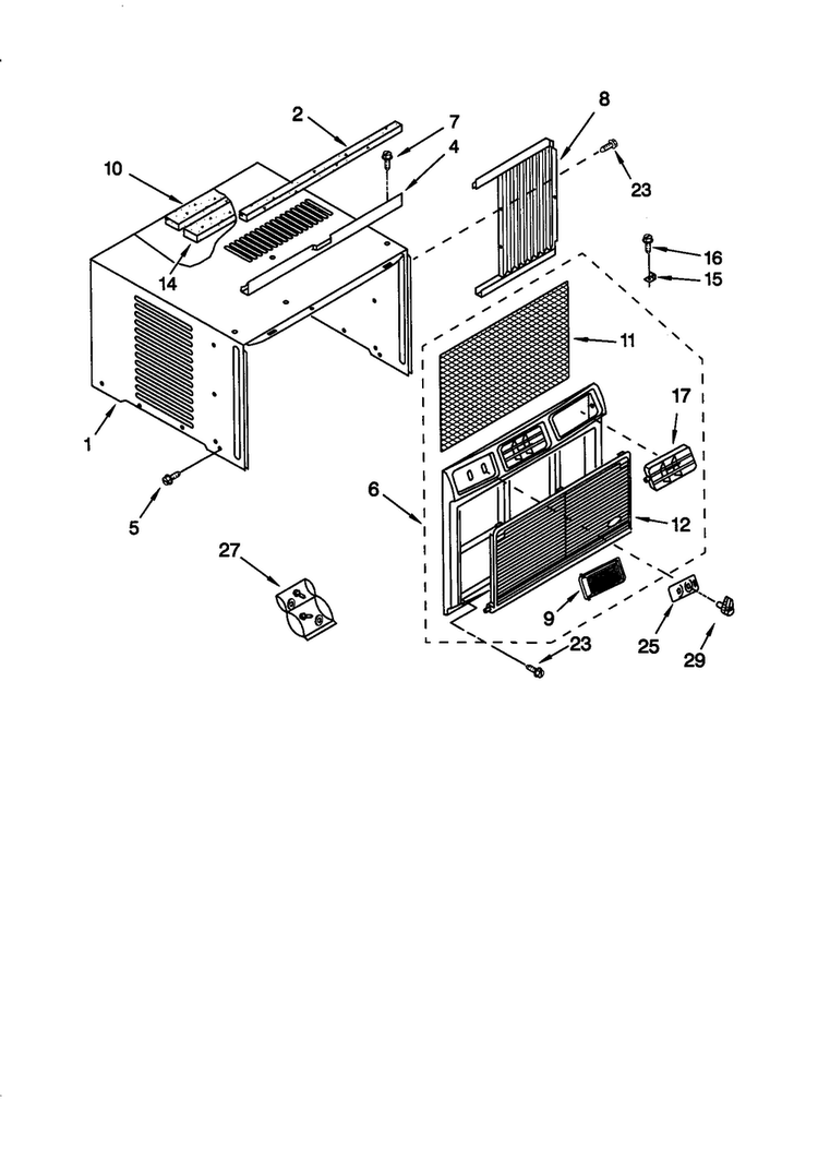 Cabinet Diagram and Parts List for AEQ072XH0  General Electric Air Conditioner