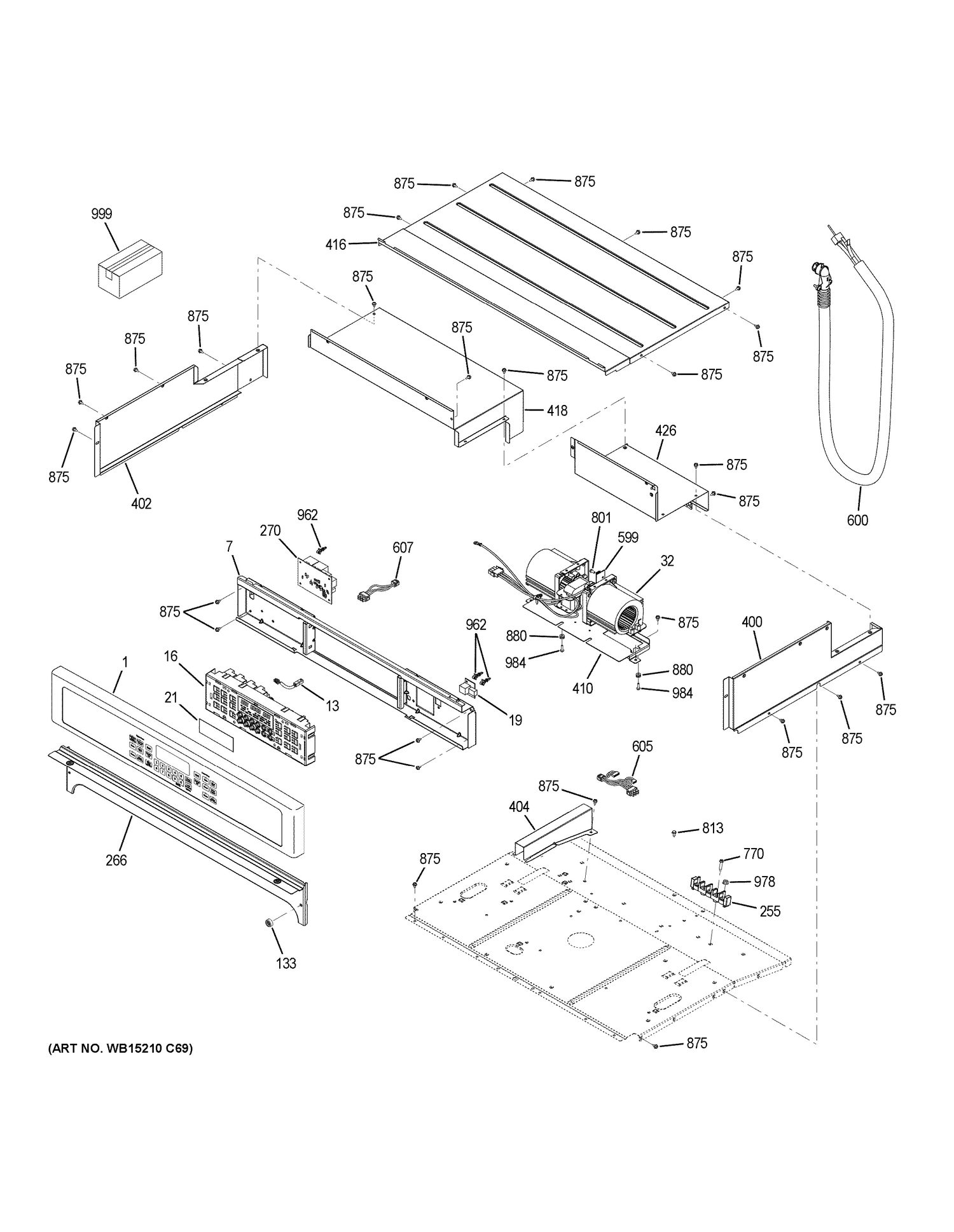 CONTROL PANEL Diagram and Parts List for JT5500SF5SS  General Electric Wall Oven
