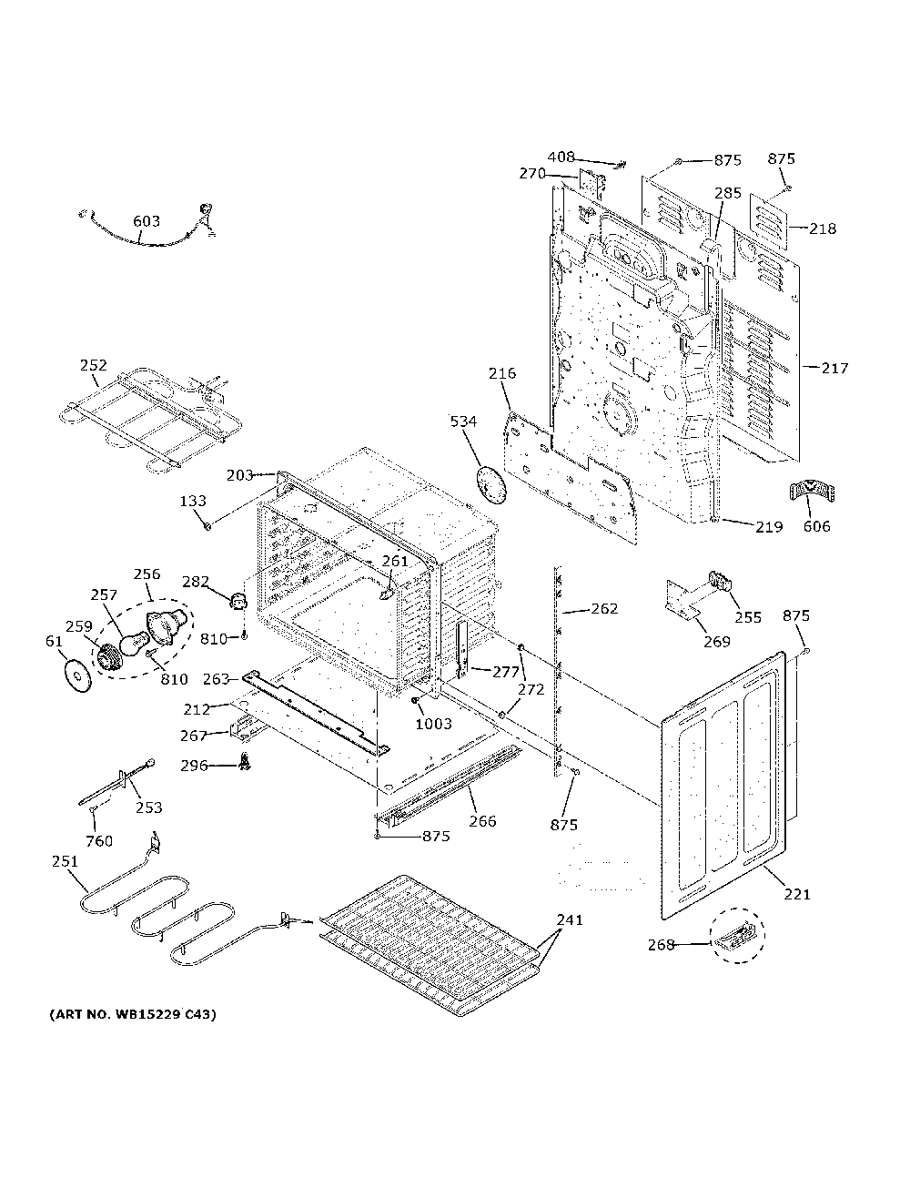 Lower Oven Diagram and Parts List for JBS86EP3ES  General Electric Range