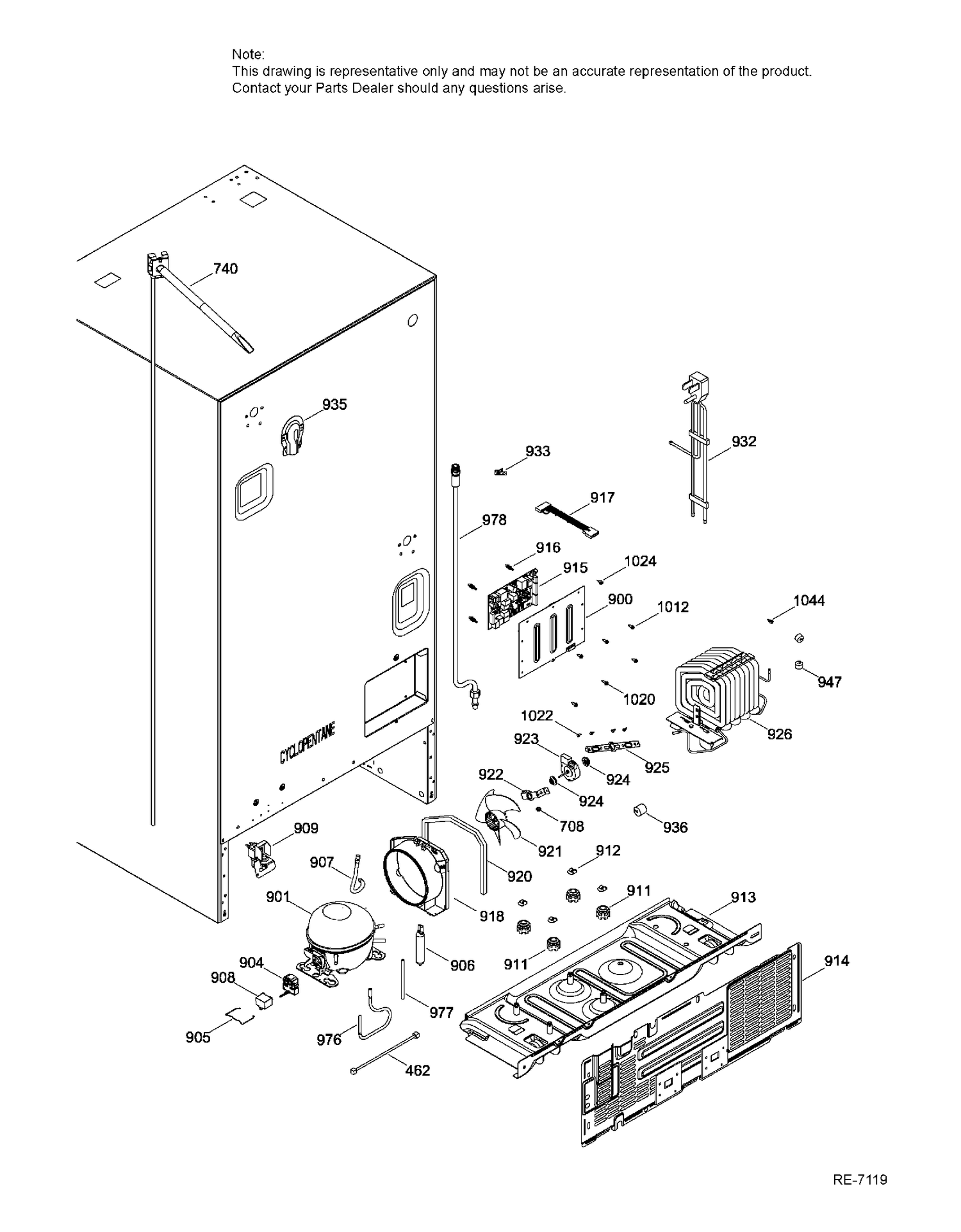 SEALED SYSTEM AND MOTHER BOARD Diagram and Parts List for PDE21KGKBKWW  General Electric Refrigerator