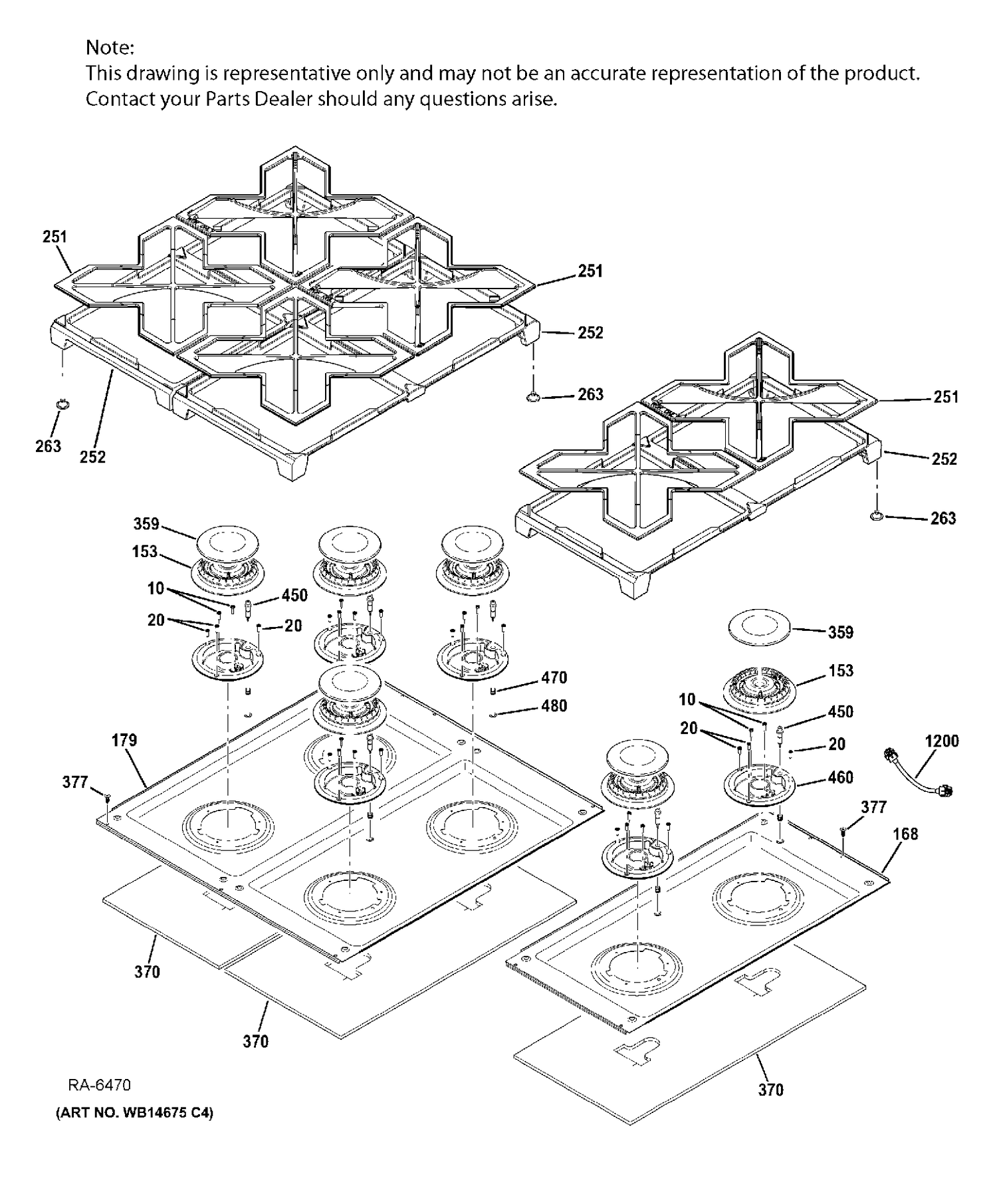 COOKTOP Diagram and Parts List for ZGP486NDR4SS  General Electric Range