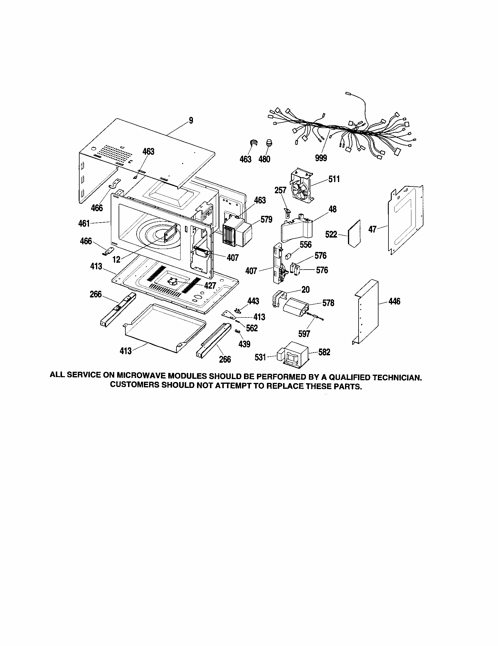 Body Diagram and Parts List for 91147699100  Kenmore Microwave