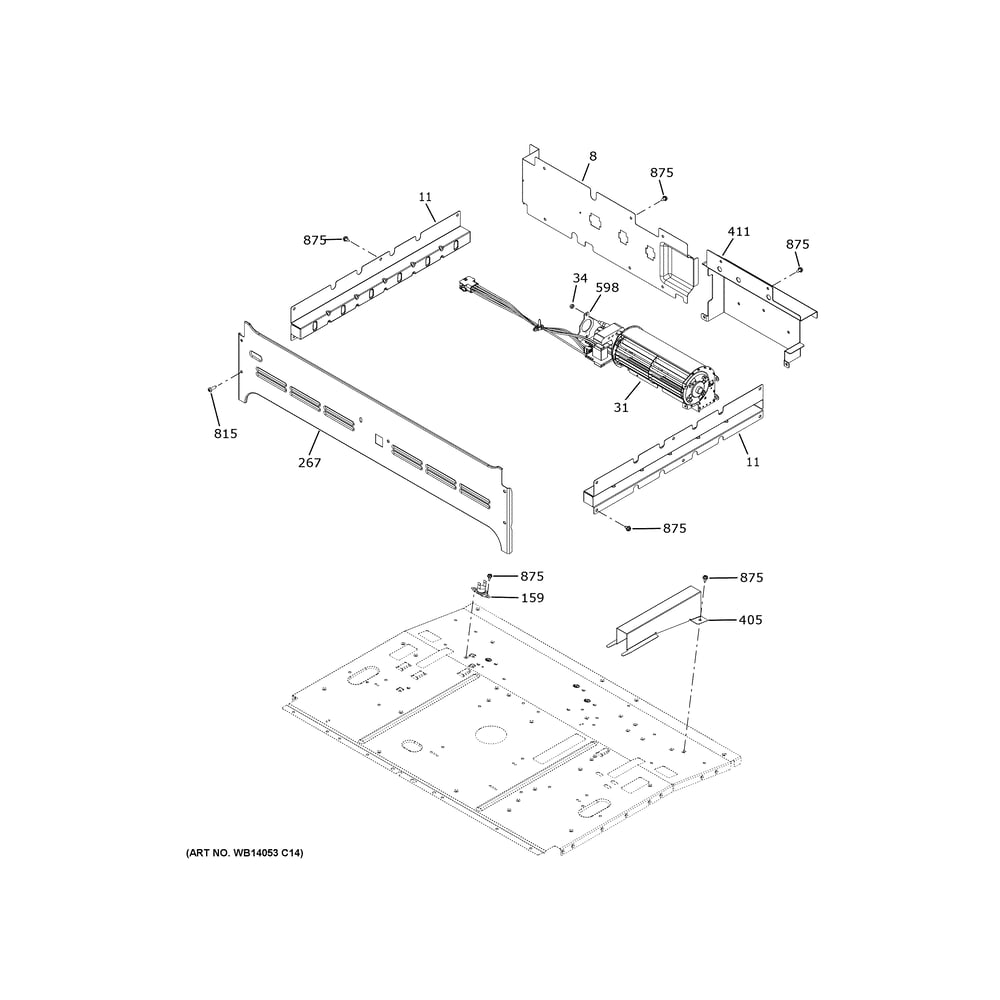 Center Spacer 1 Diagram and Parts List for CTD90DM2N4S5  General Electric Wall Oven