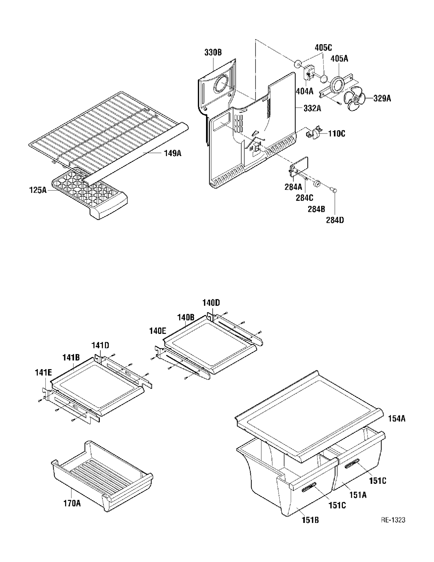 SHELVES Diagram and Parts List for HTA18KBNWW  General Electric Refrigerator
