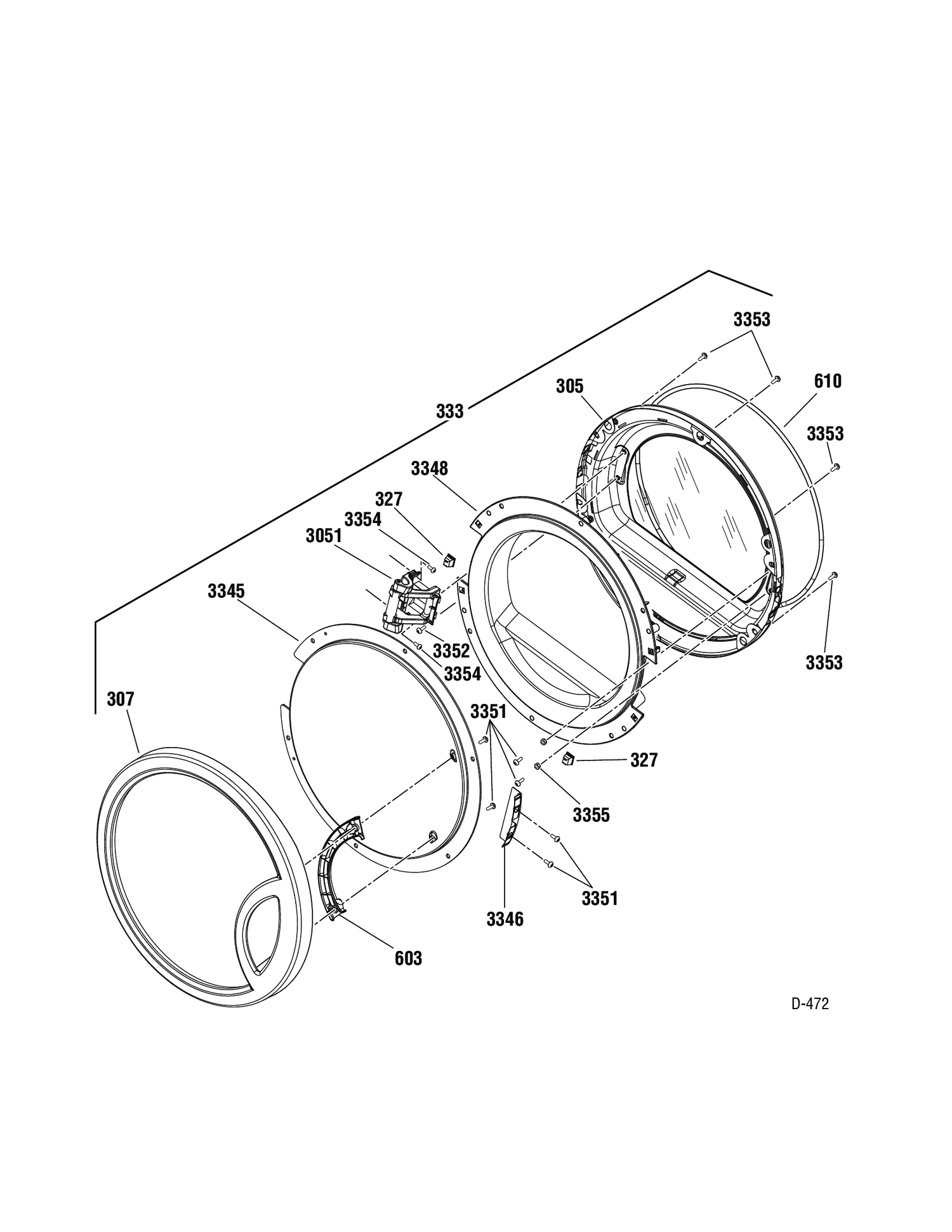 DOOR Diagram and Parts List for PCVH565EH3GG  General Electric Dryer