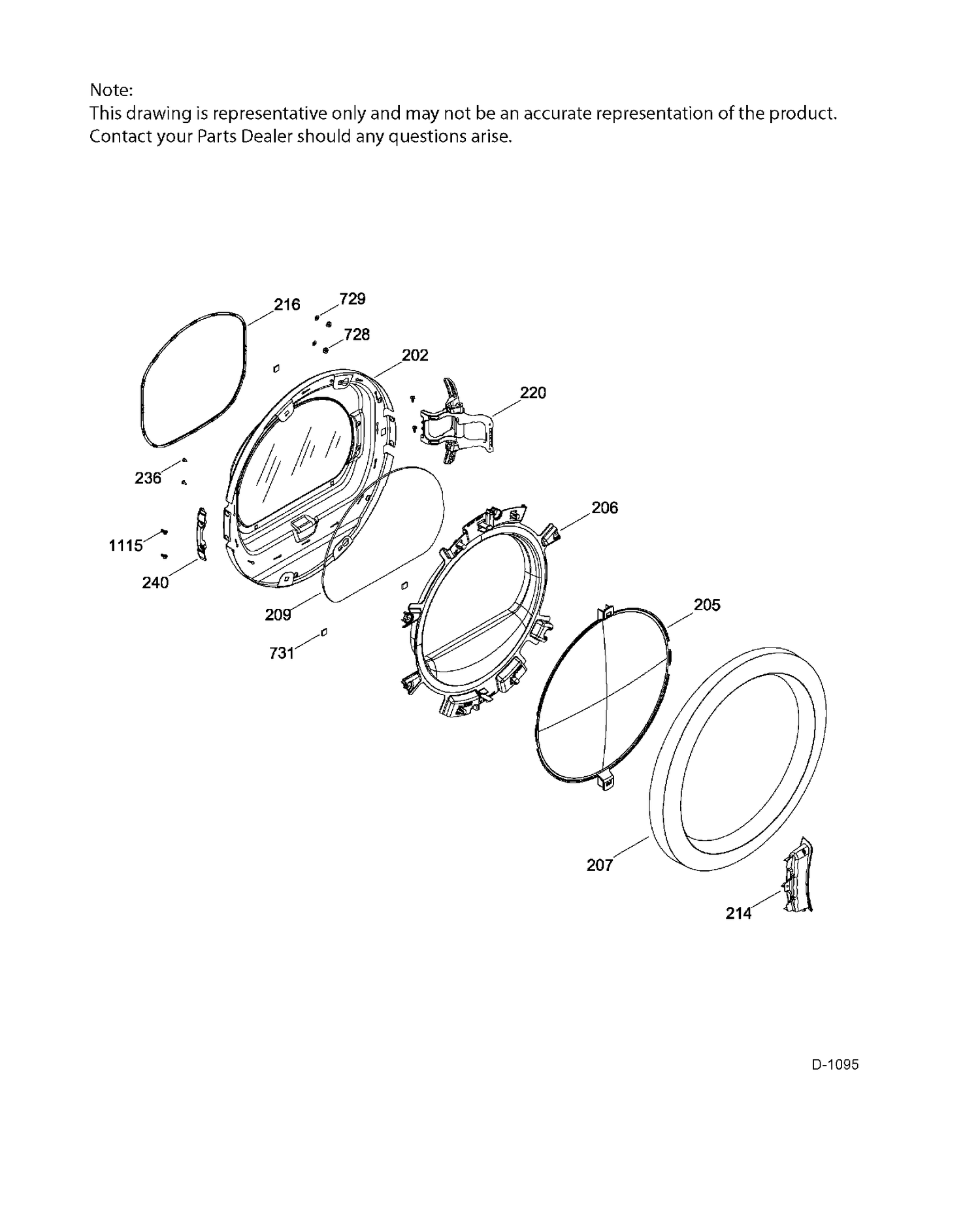 DOOR ASM Diagram and Parts List for GFMN110GD2WW  General Electric Dryer