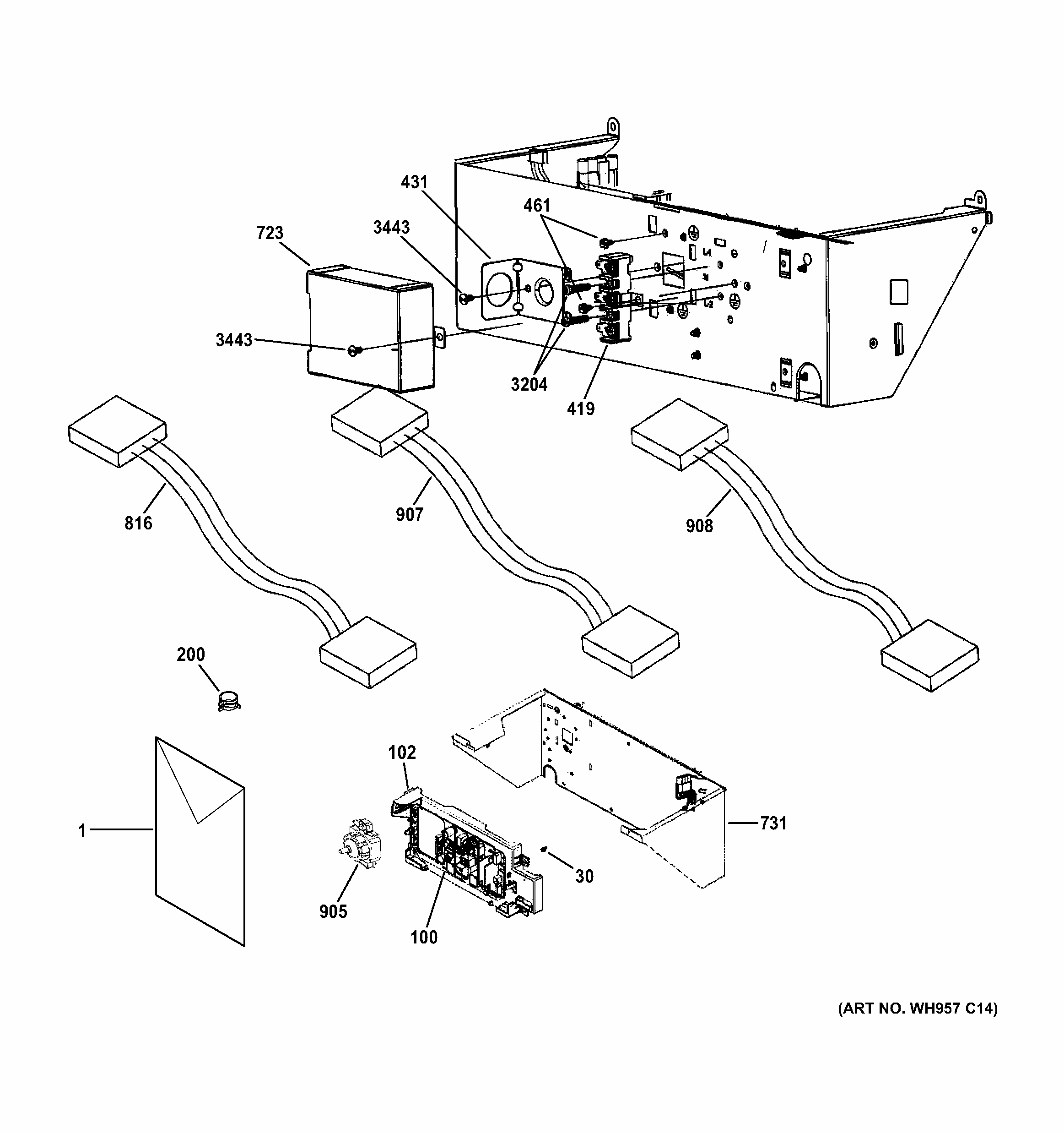 Controls Diagram and Parts List for 2661532413  Kenmore Washer Dryer Combo