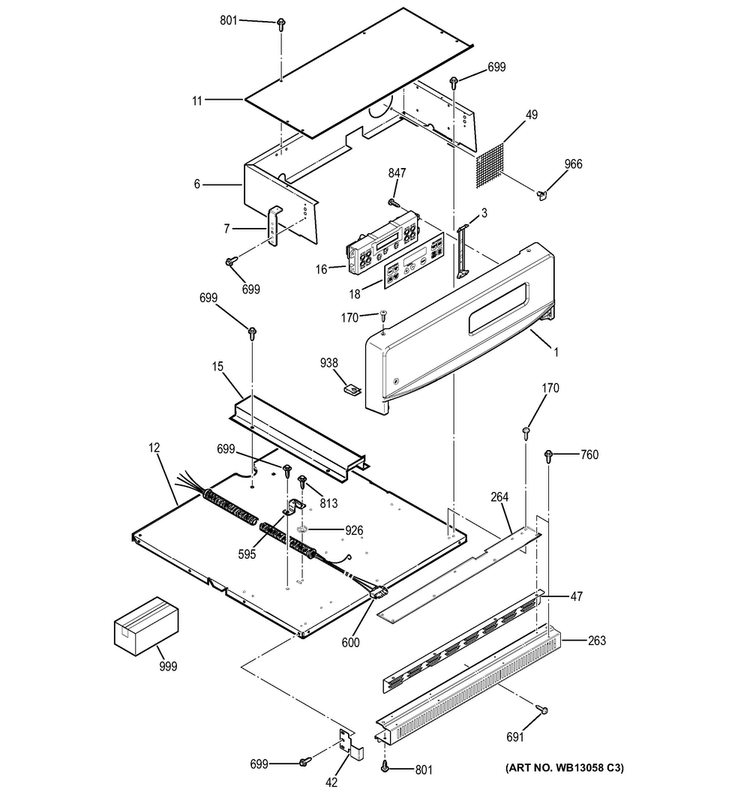 Control Panel Diagram and Parts List for JRS06BJ2BB  General Electric Wall Oven